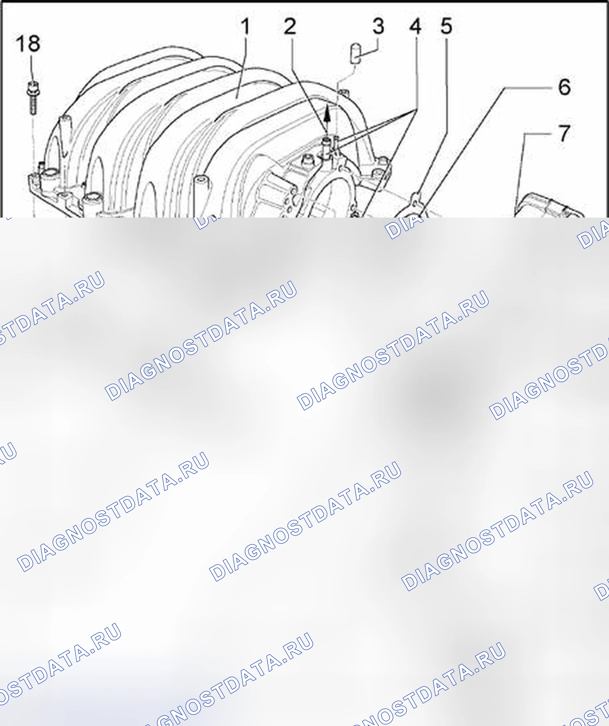 Рис. 206: Впускной коллектор, обзор сборки. Volkswagen Phaeton I