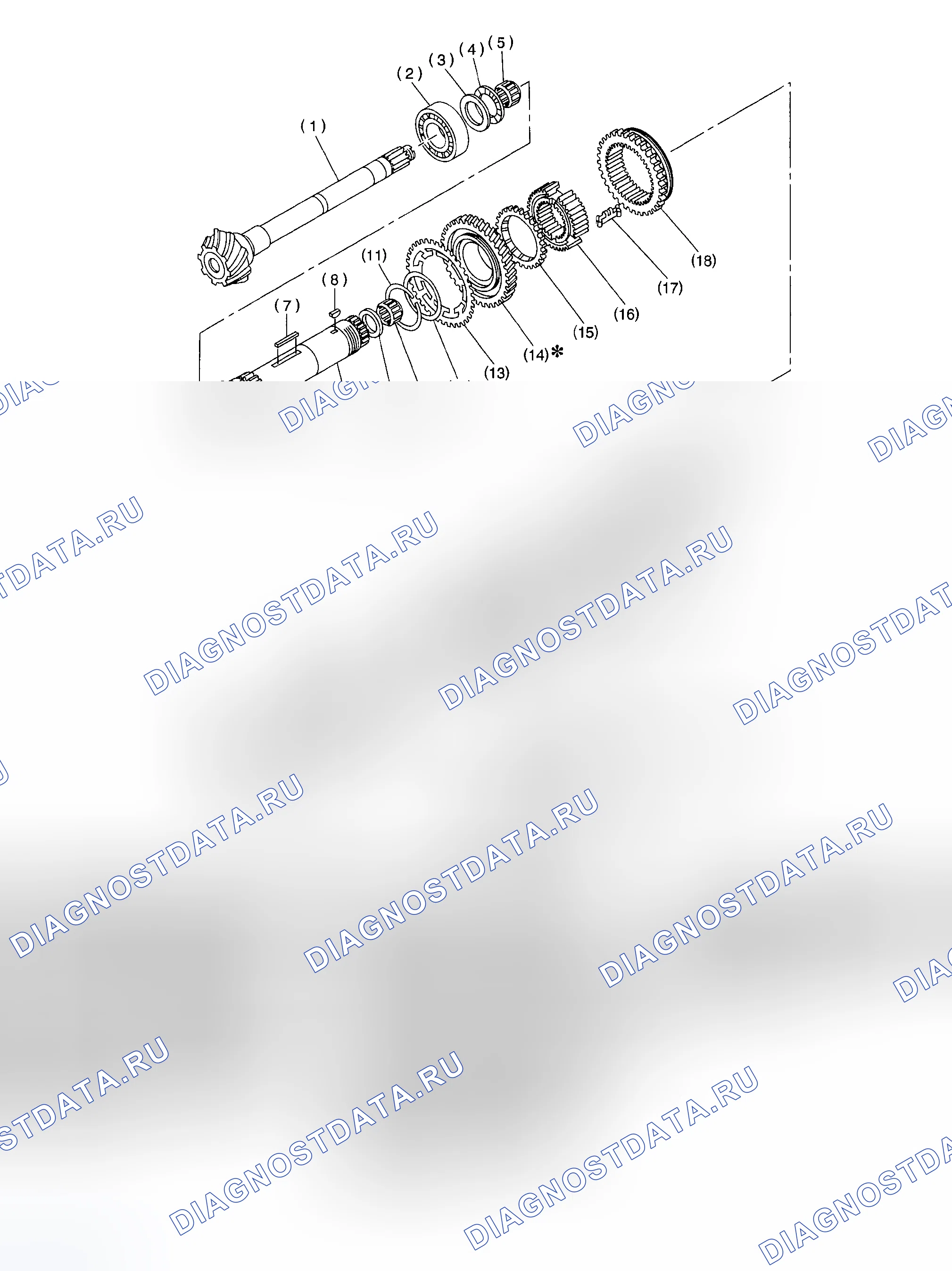 Рис. 201: УЗЕЛ ВЕДУЩЕЙ ШЕСТЕРНИ. Subaru Impreza GD/GC/GG рестайлинг