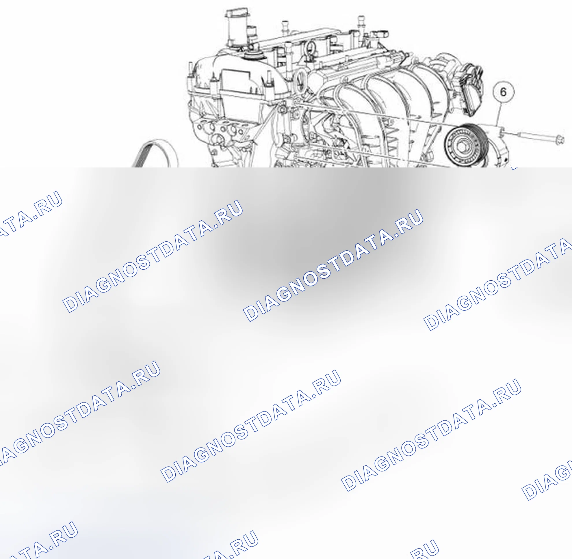 Рис. 31: Фронтальный вспомогательный привод (FEAD) - разнесенный вид. Ford Escape I рестайлинг 2