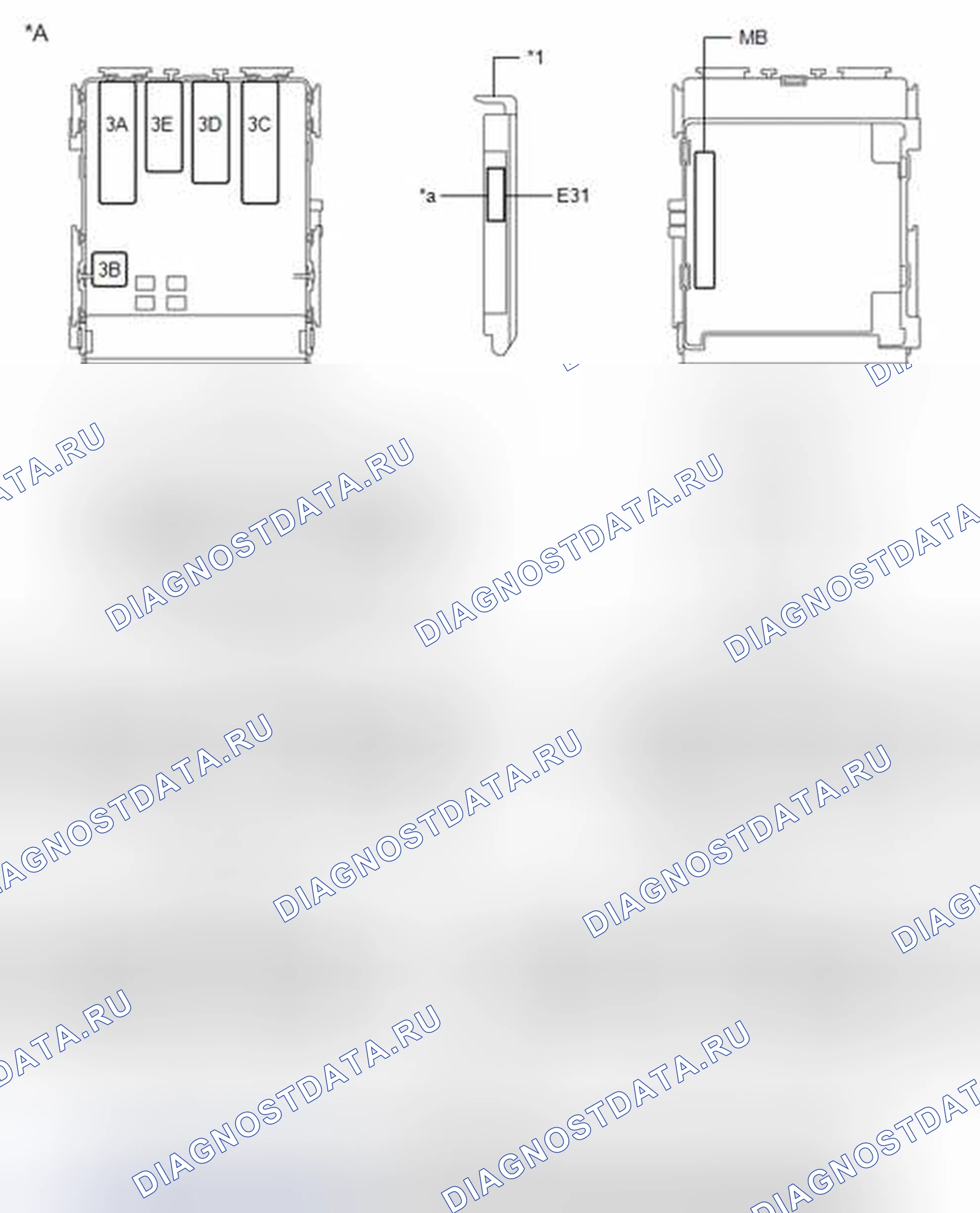 Рис. 127: ТЕРМИНАЛЫ блока управления (ЭБУ) [08 / 2013 -]. Toyota Corolla XI
