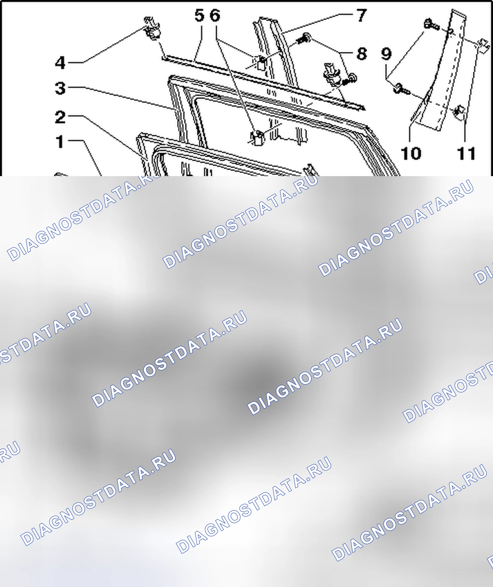 Рис. 3: ОБЗОР ОКНА ЗАДНЕЙ ДВЕРИ В СБОРЕ, ВАГОН. Volkswagen Passat B6