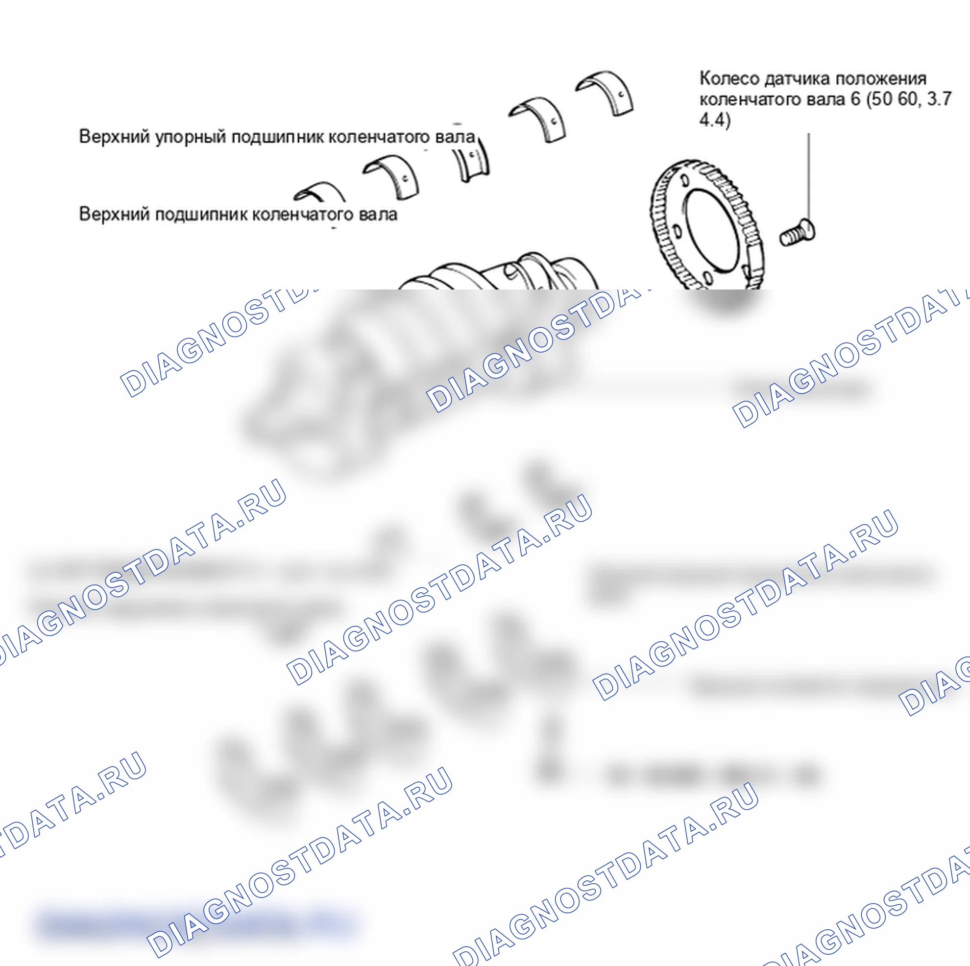 Расположение деталей коленчатого вала. Hyundai Accent LC