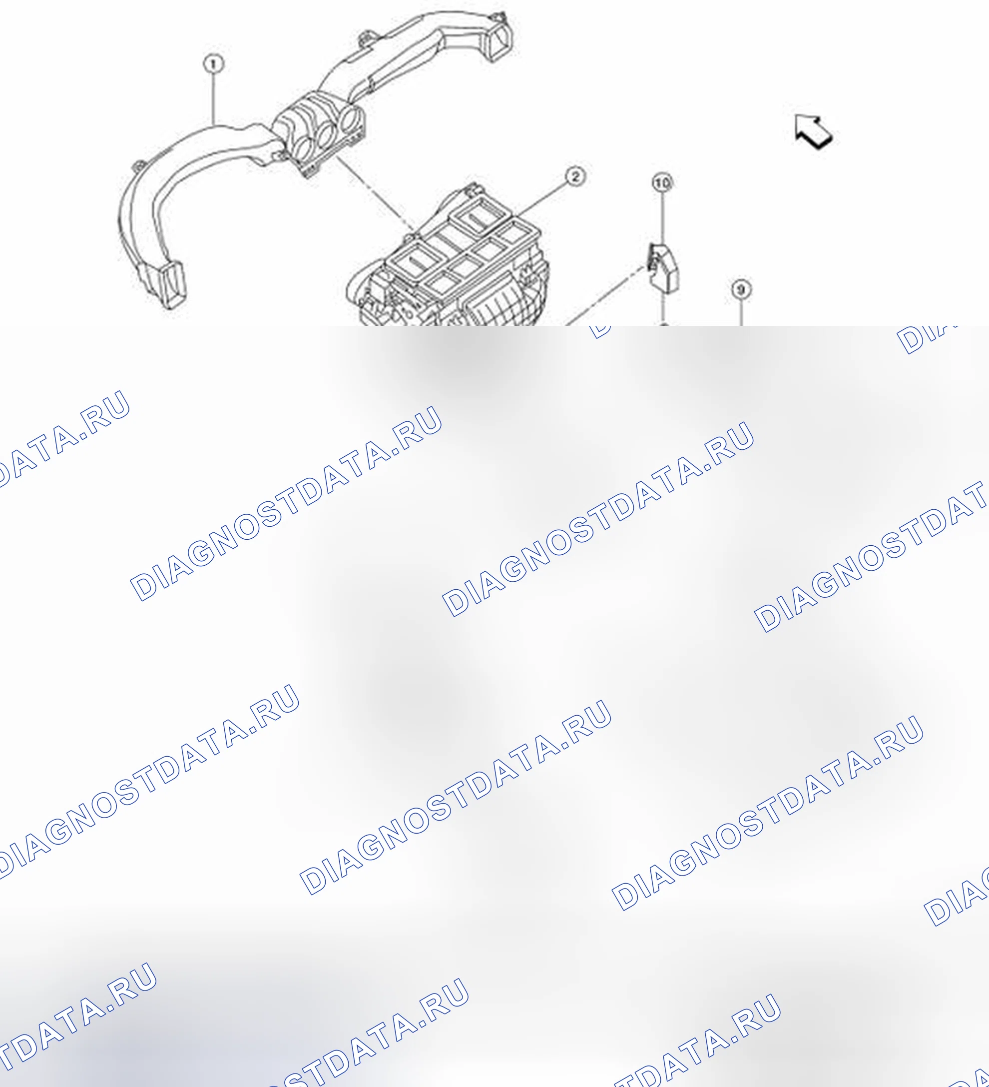 Рис. 149: Идентификация компонентов воздуховодов. Nissan Altima L32