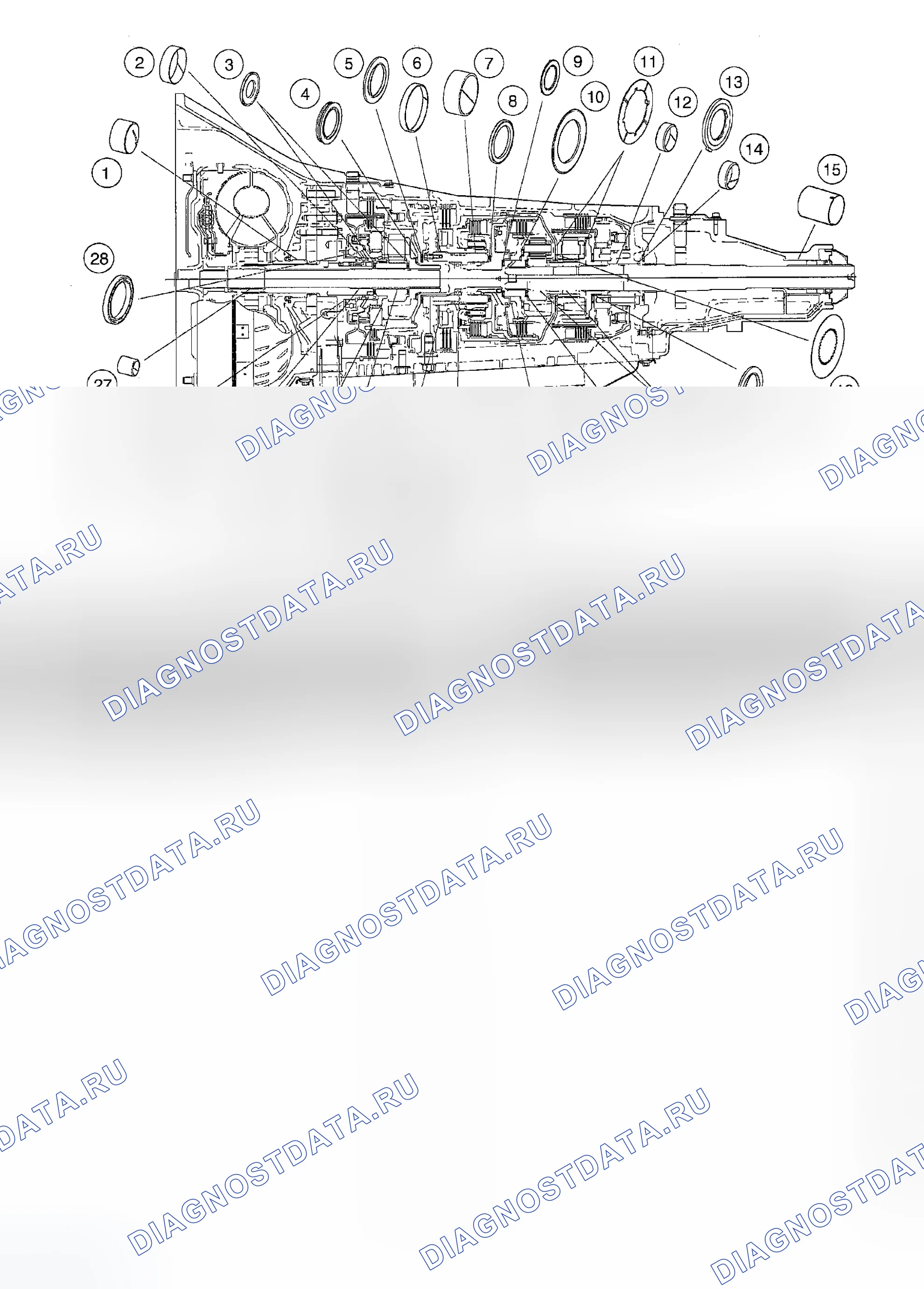 Рис. 328: Втулки, подшипник и фиксатор упорной шайбы. Ford Excursion I