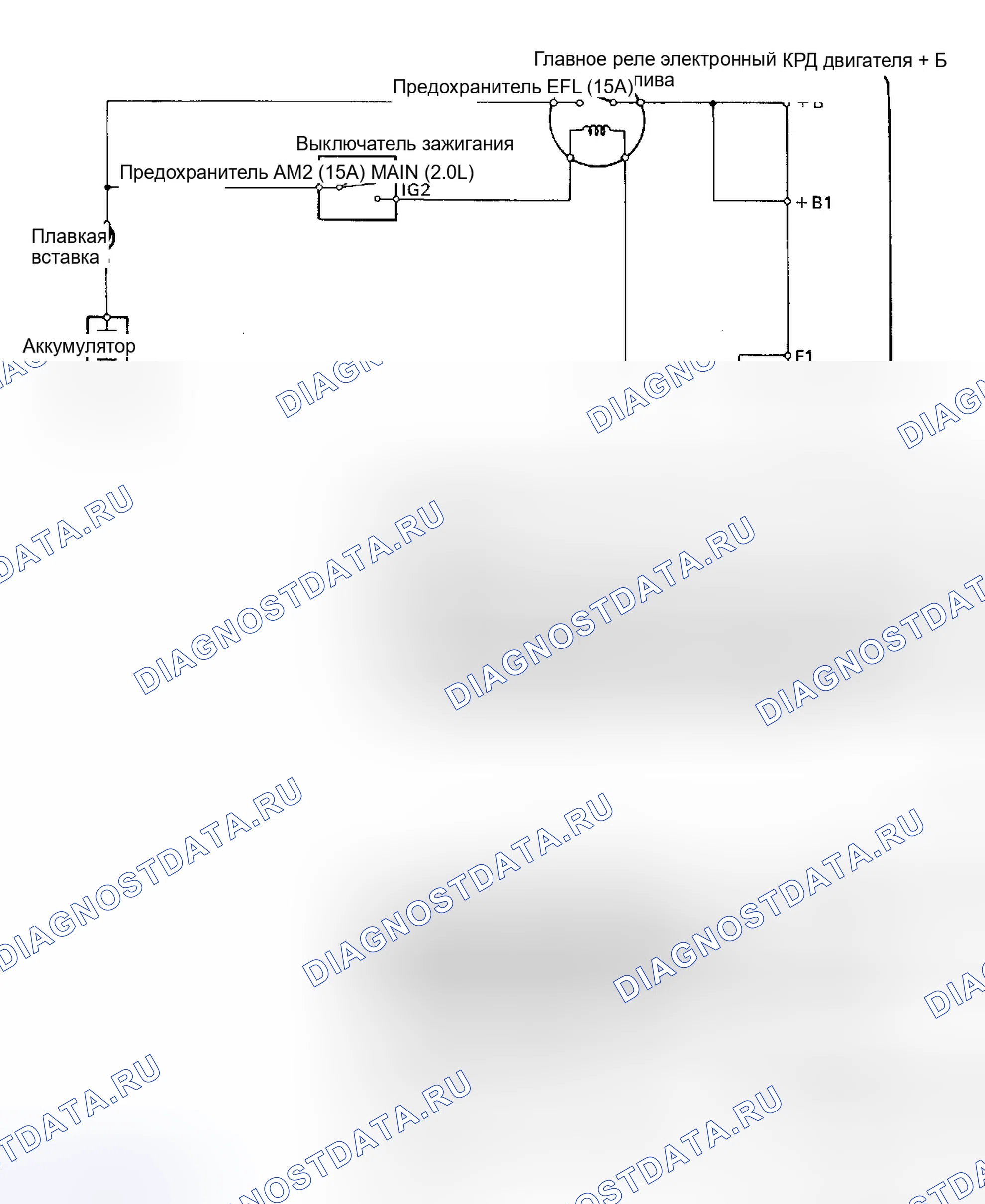 Рис. 46: Схема ECU (+ B) для испытания No2. Toyota Tercel L40