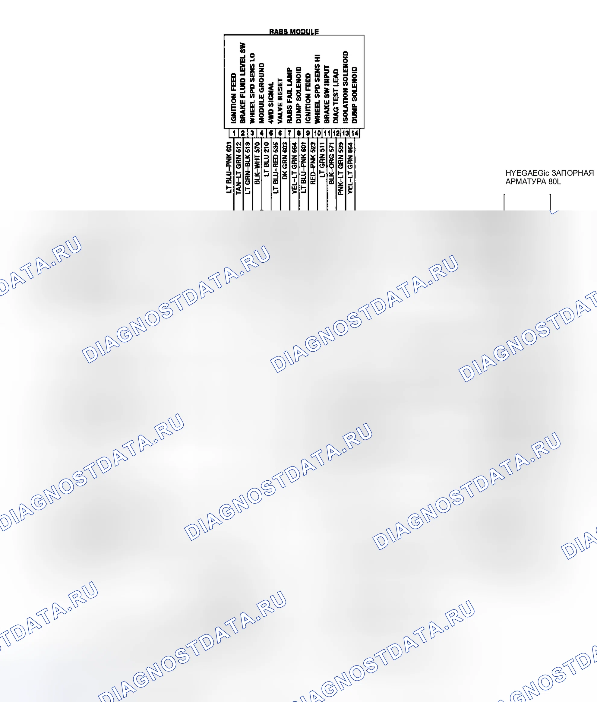 Рис. 13: Схема подключения задней панели ABS (серия Bronco и F) - 1989. Ford Pickup F350 