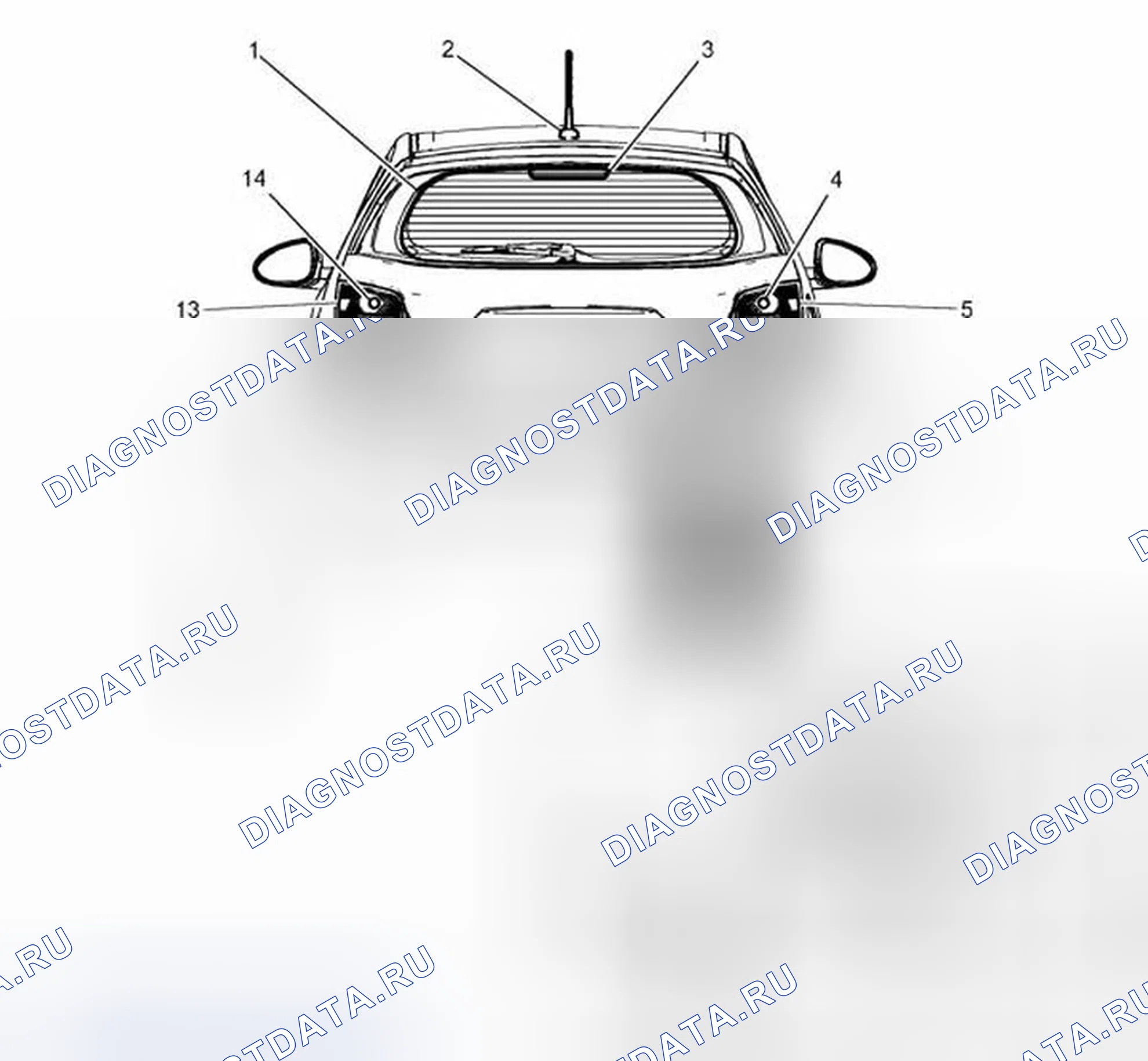 Рис. 50: Задняя часть компонентов автомобиля (хэтчбек). Chevrolet Sonic I
