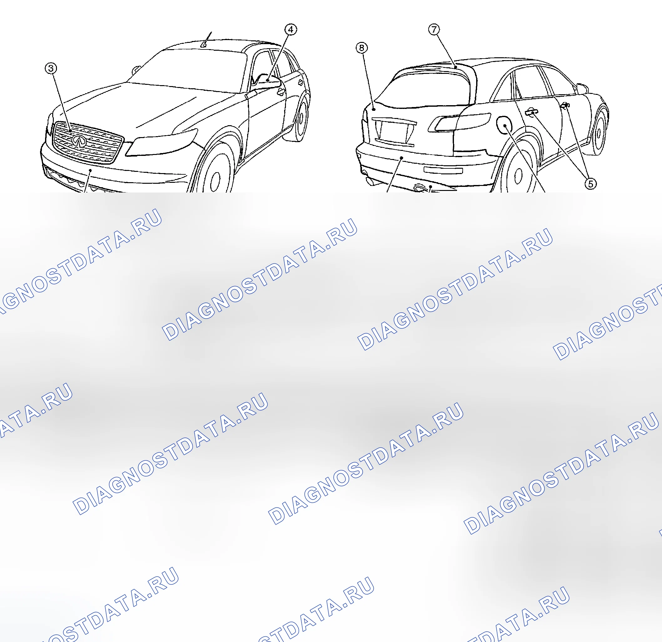 Рис. 32: Цвет наружной краски кузова. Infiniti FX45 I