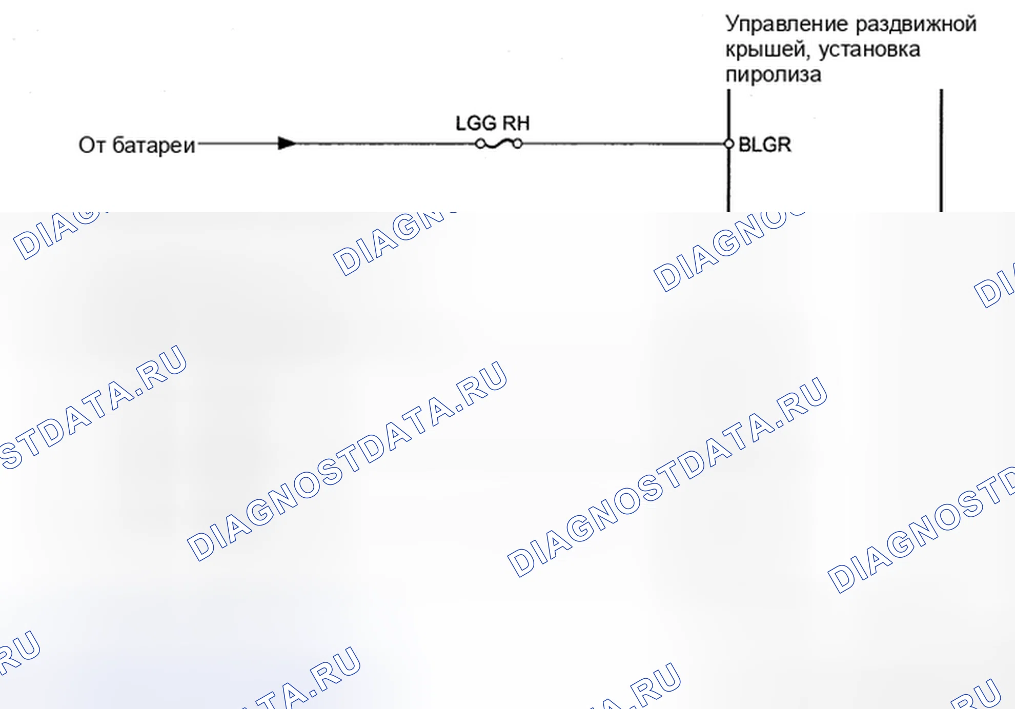 Рис. 43: Открытая правая цепь двигателя привода багажной двери - электросхема. Honda CR-V VI
