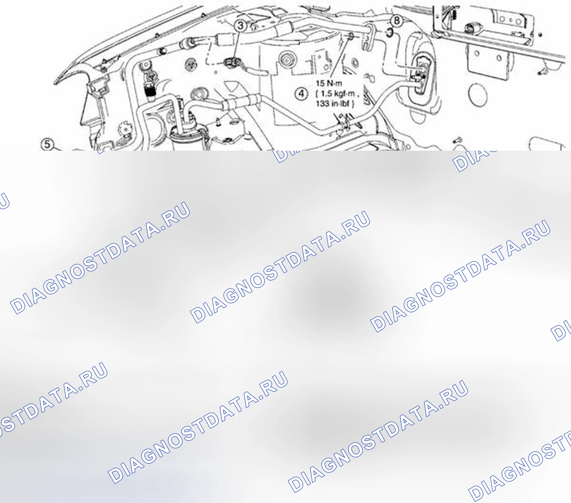 Рис. 66: ВЫПУСКНАЯ ЛИНИЯ ИСПАРИТЕЛЯ - ДЕМОНТАЖ / МОНТАЖ 2,5л И 3,0л. Mazda Tribute II