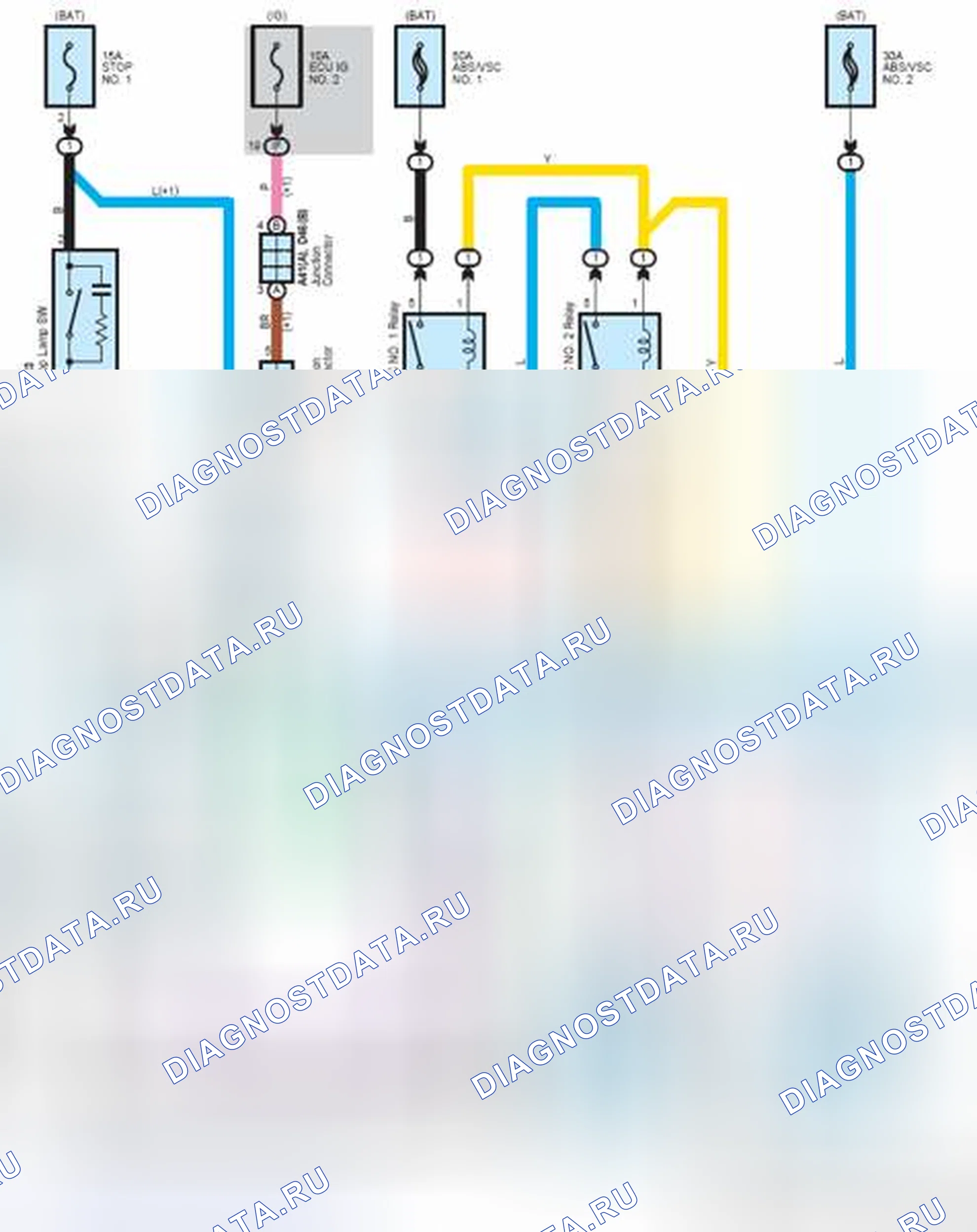 Рис. 179: Схема подключения систем ABS, TRAC и VSC (1 из 5). Toyota Avalon XX30