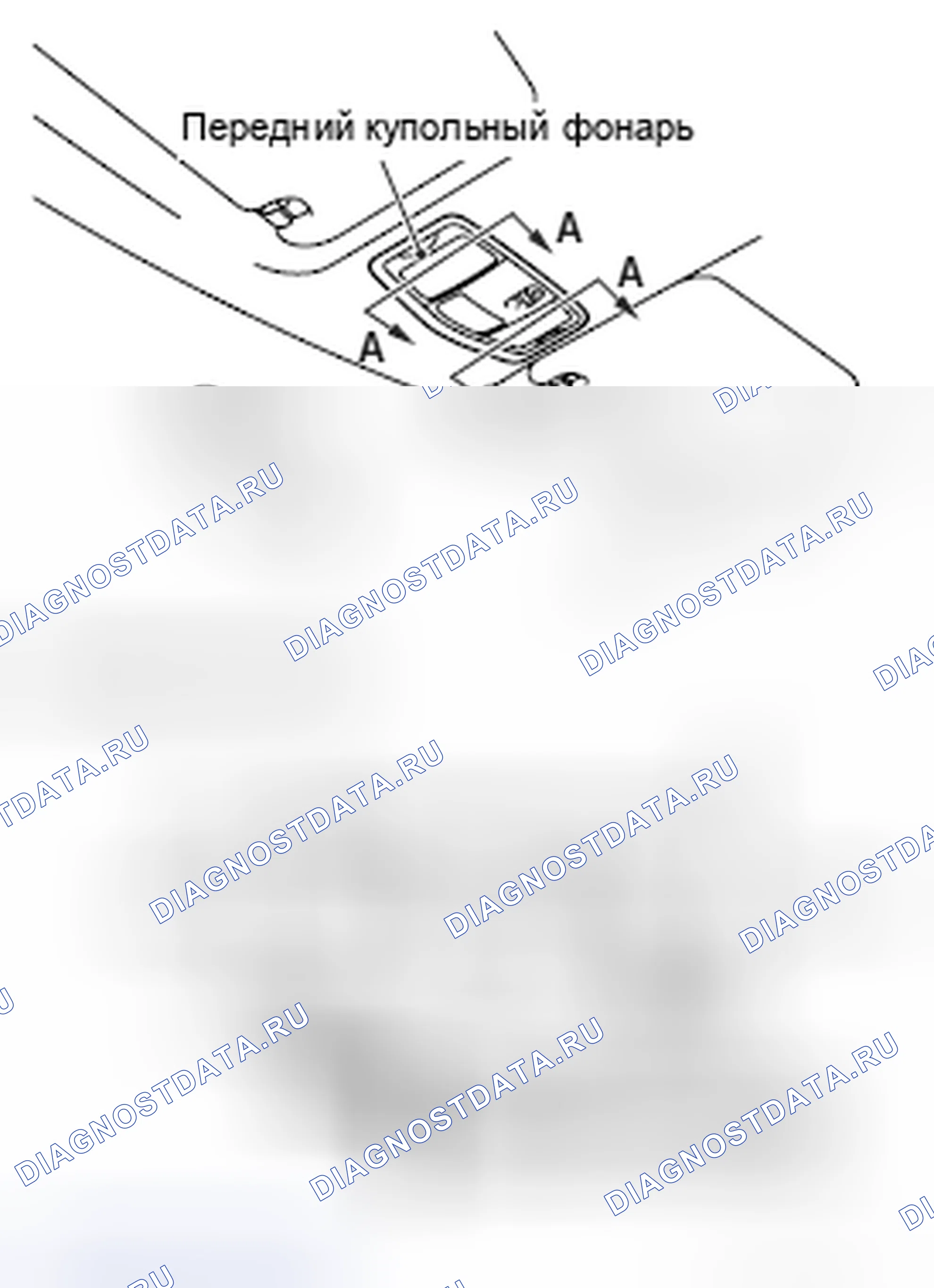 Рис. 8: <<A>> УДАЛЕНИЕ СВЕТА ПЕРЕДНЕГО КУПОЛА. Mazda MX-5 NB