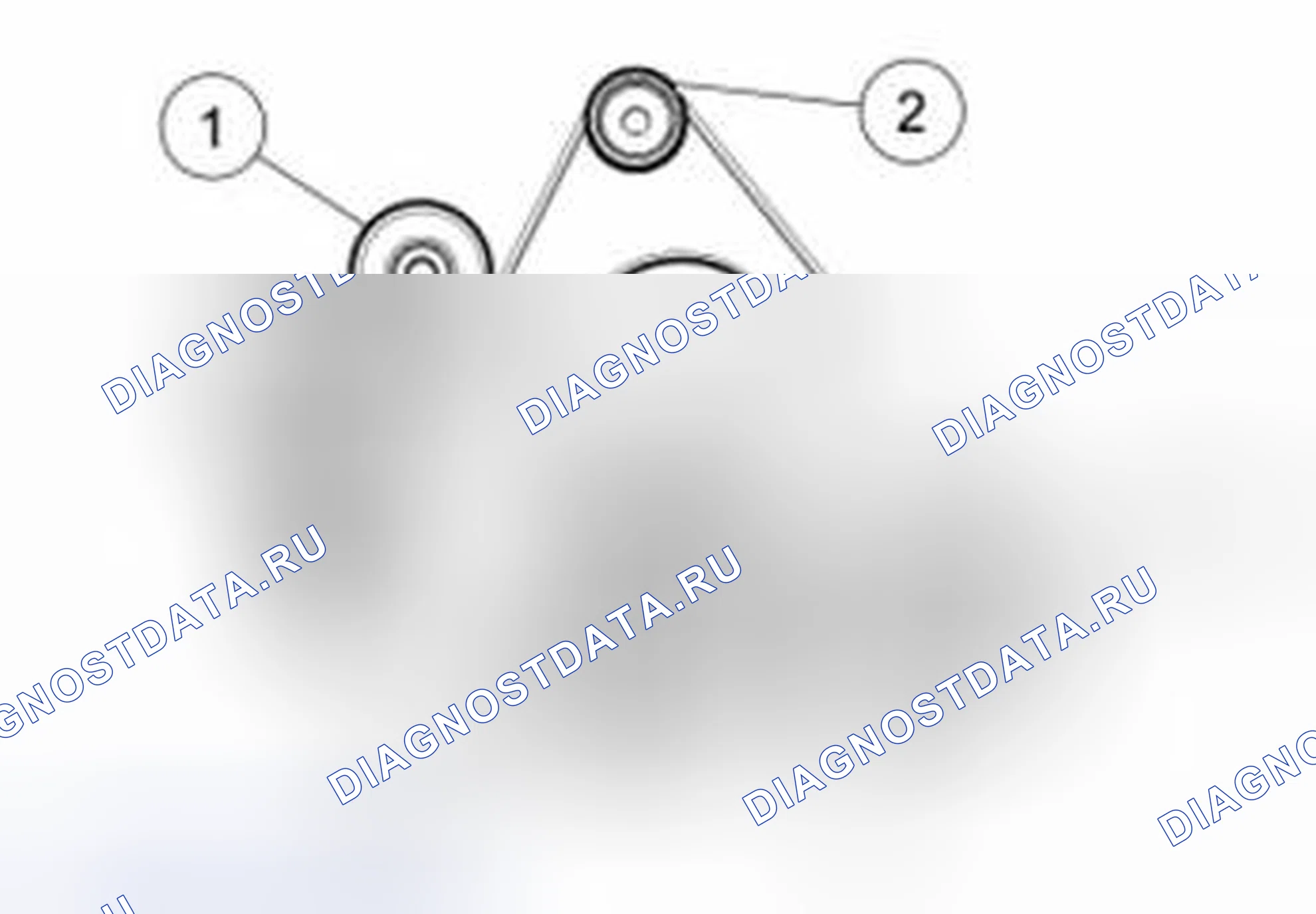 Рис. 3: Передний дополнительный привод (FEAD) - 6,8 л (3V) без кондиционера. Ford Pickup F250 Super Duty II