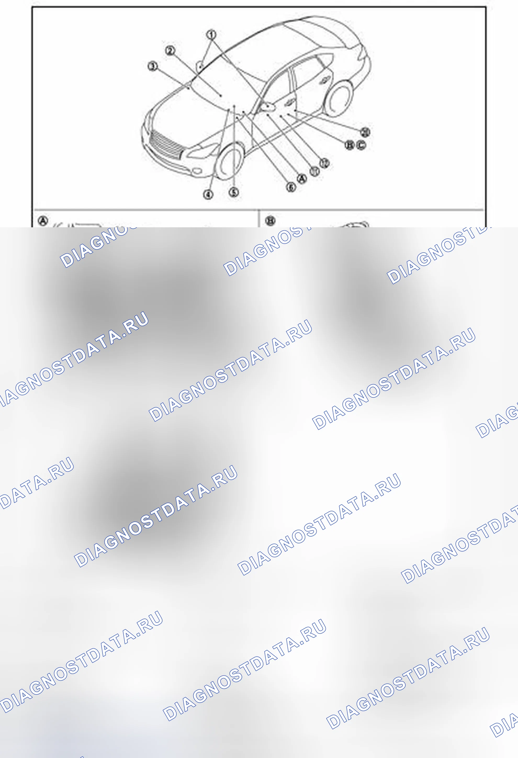 Рис. 8: Расположение компонентов. Infiniti M37 IV