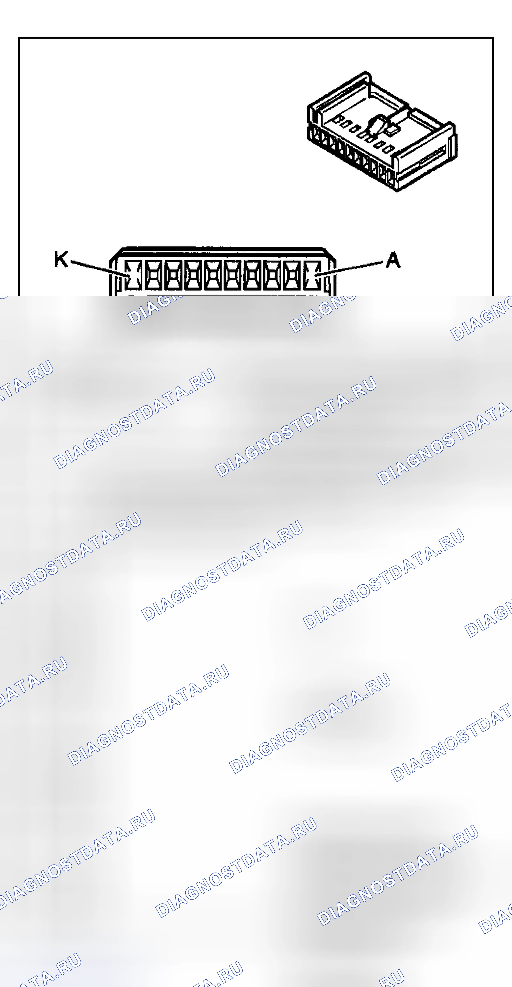 Рис. 9: Вид с торца разъема системы стеклоочистителя / омывателя. Chevrolet Suburban K2500 GMT800