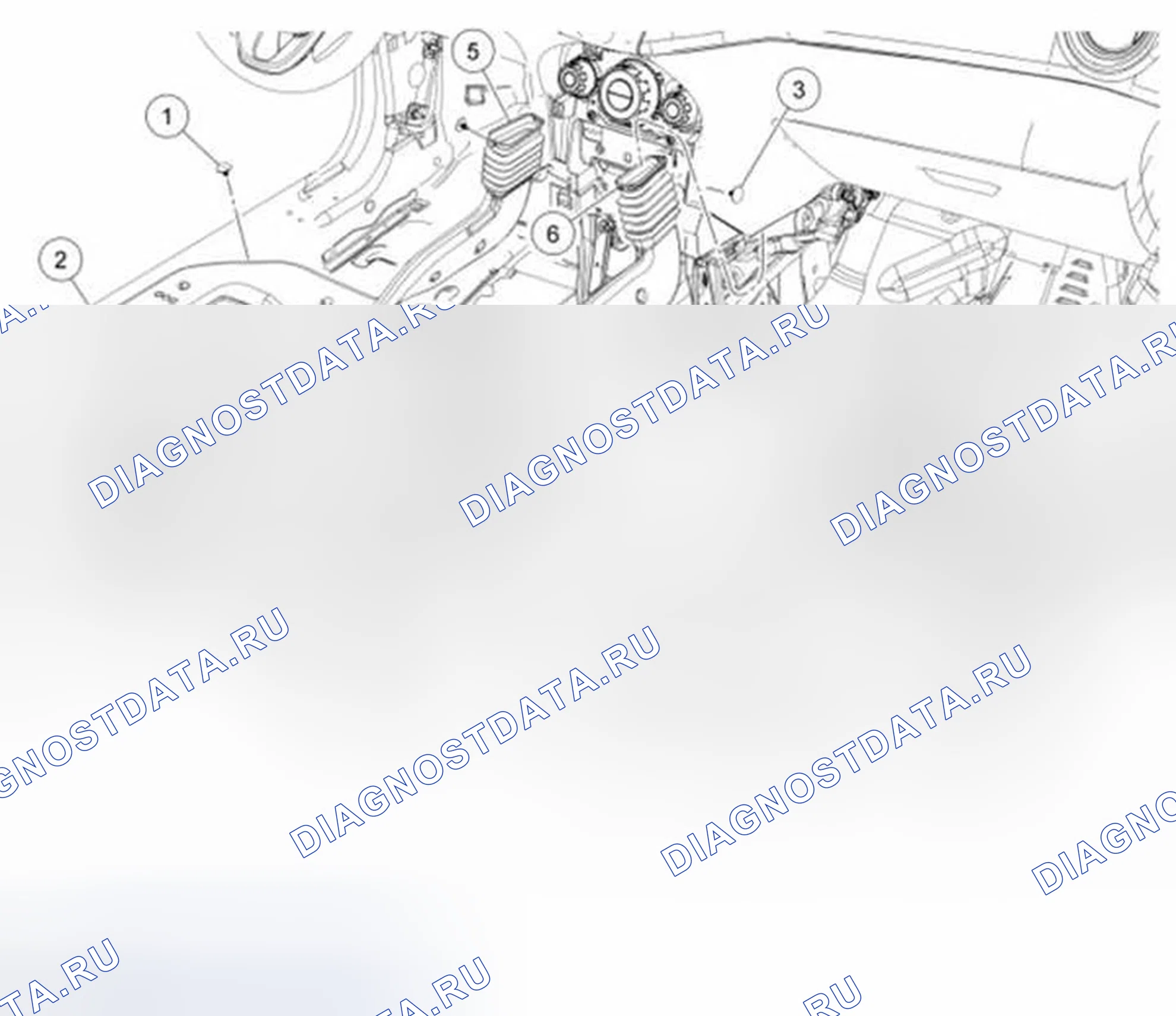Рис. 19: Задние каналы колодца для ног. Ford Fiesta Mk6