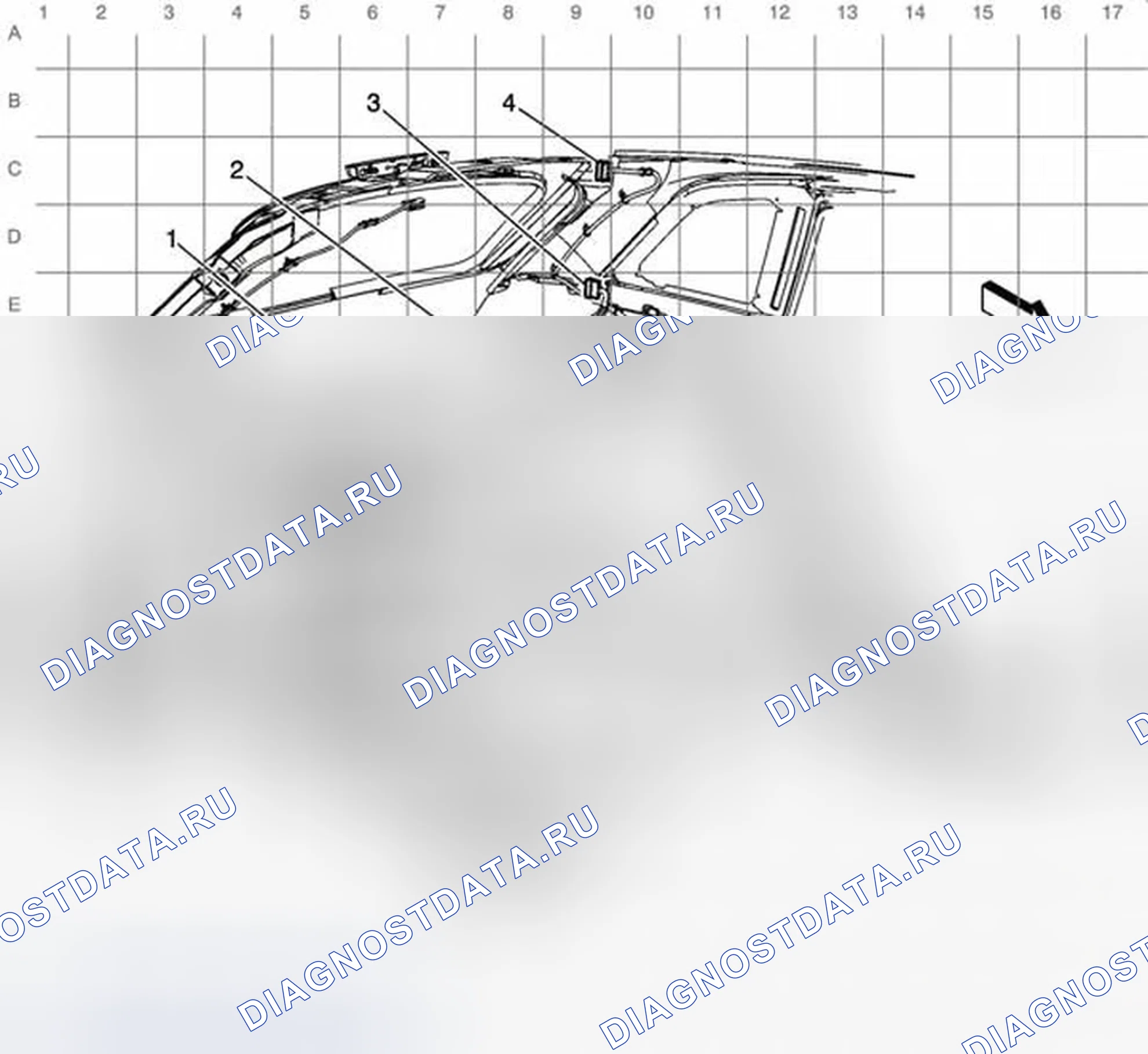 Рис. 23: Прокладка страховочных ремней - левый задний багажный отсек. Chevrolet Captiva I рестайлинг