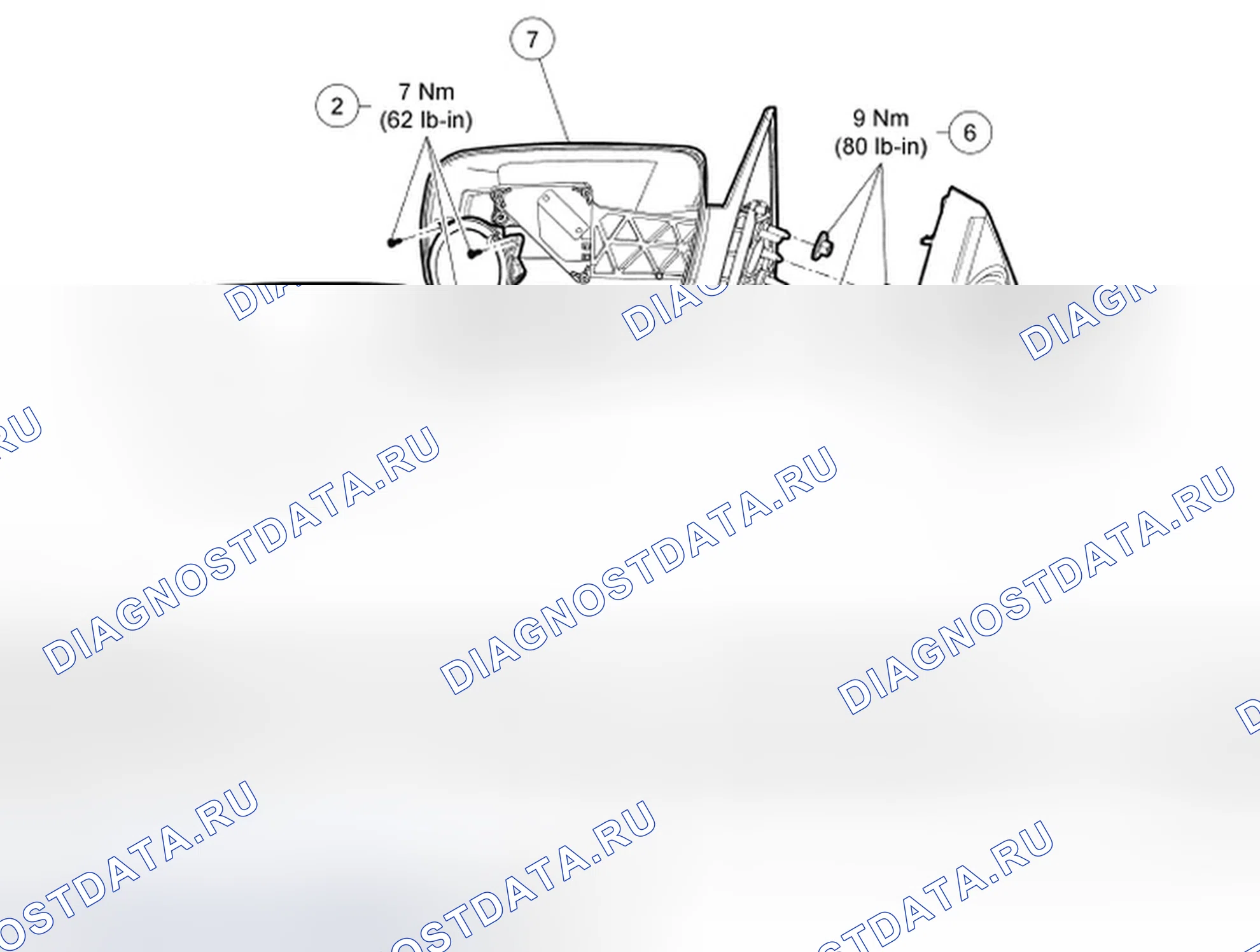 Рис. 6: Разнесенный вид наружных зеркал. Ford Mustang V