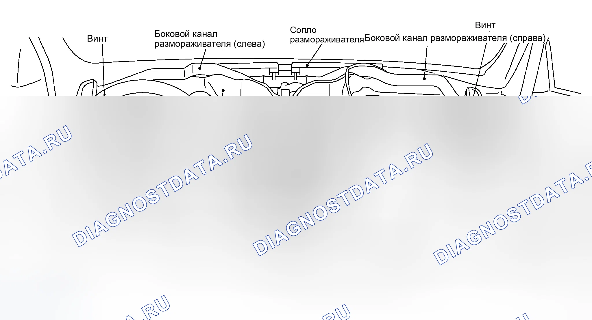 Рис. 675: Демонтаж сопла дефростера, воздуховодов и вентиляционных каналов. Infiniti G35 III