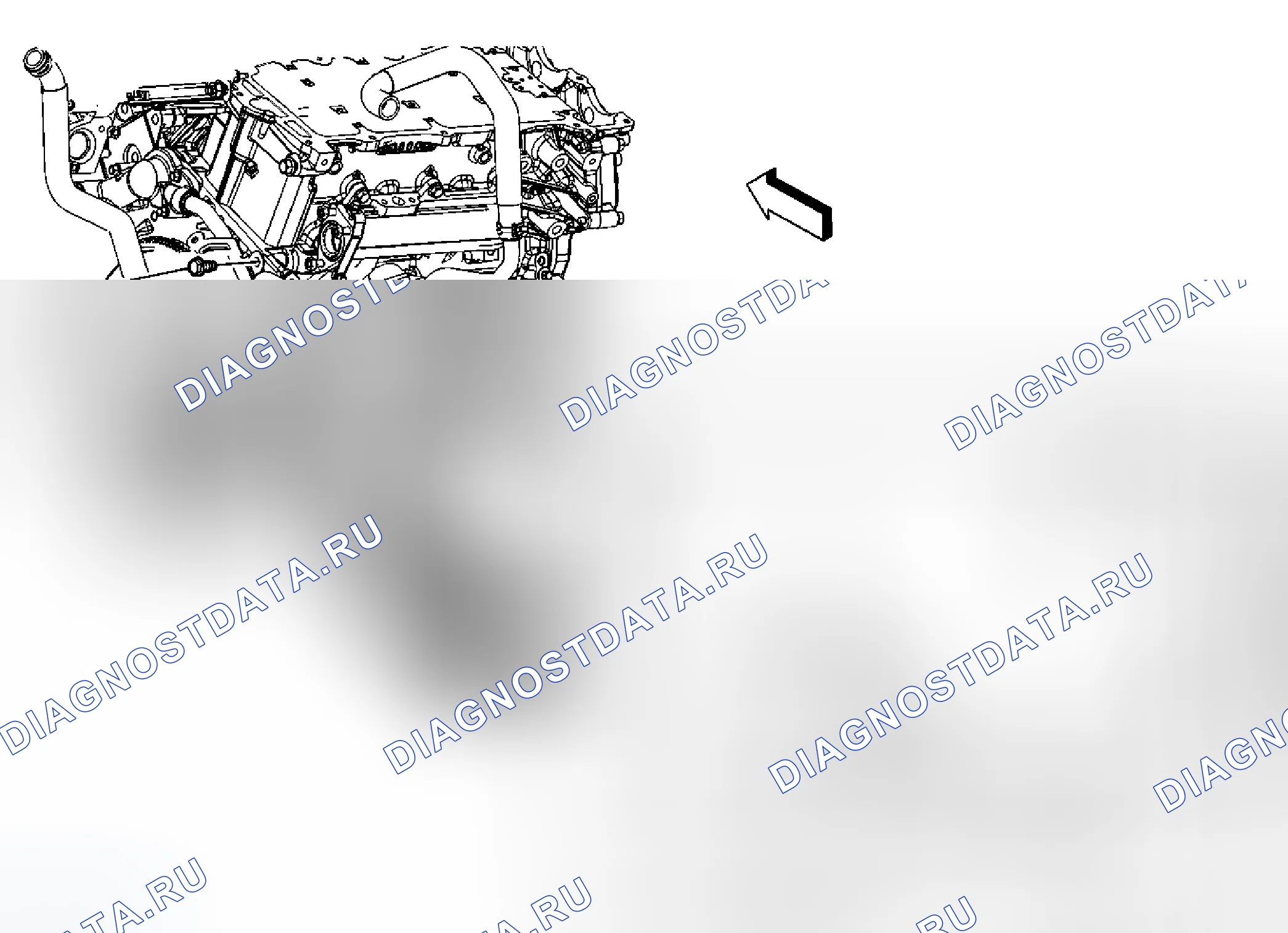 Рис. 53: Замена выходной трубы нагревателя (LAU). Cadillac SRX II