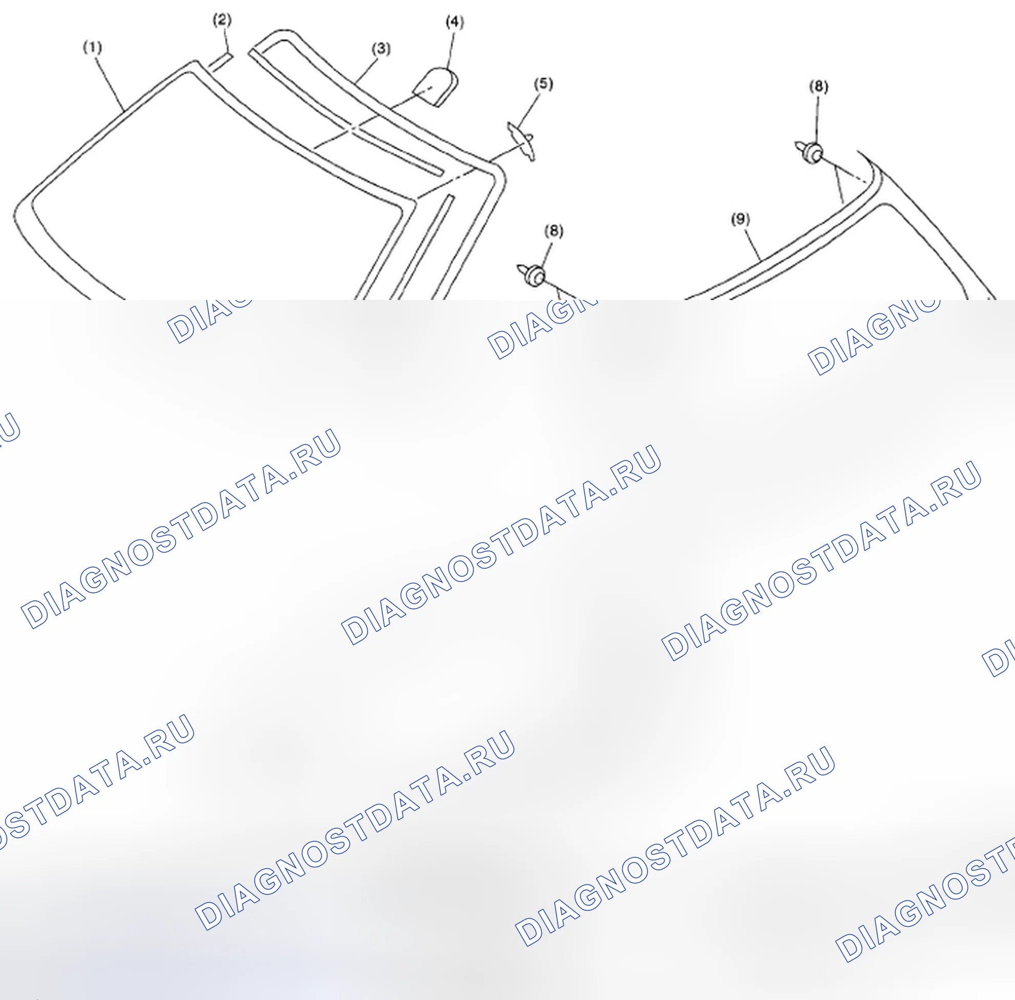 Рис. 8: НЕПОДВИЖНОЕ СТЕКЛО (МОДЕЛЬ ВАГОНА). Subaru Outback BP рестайлинг