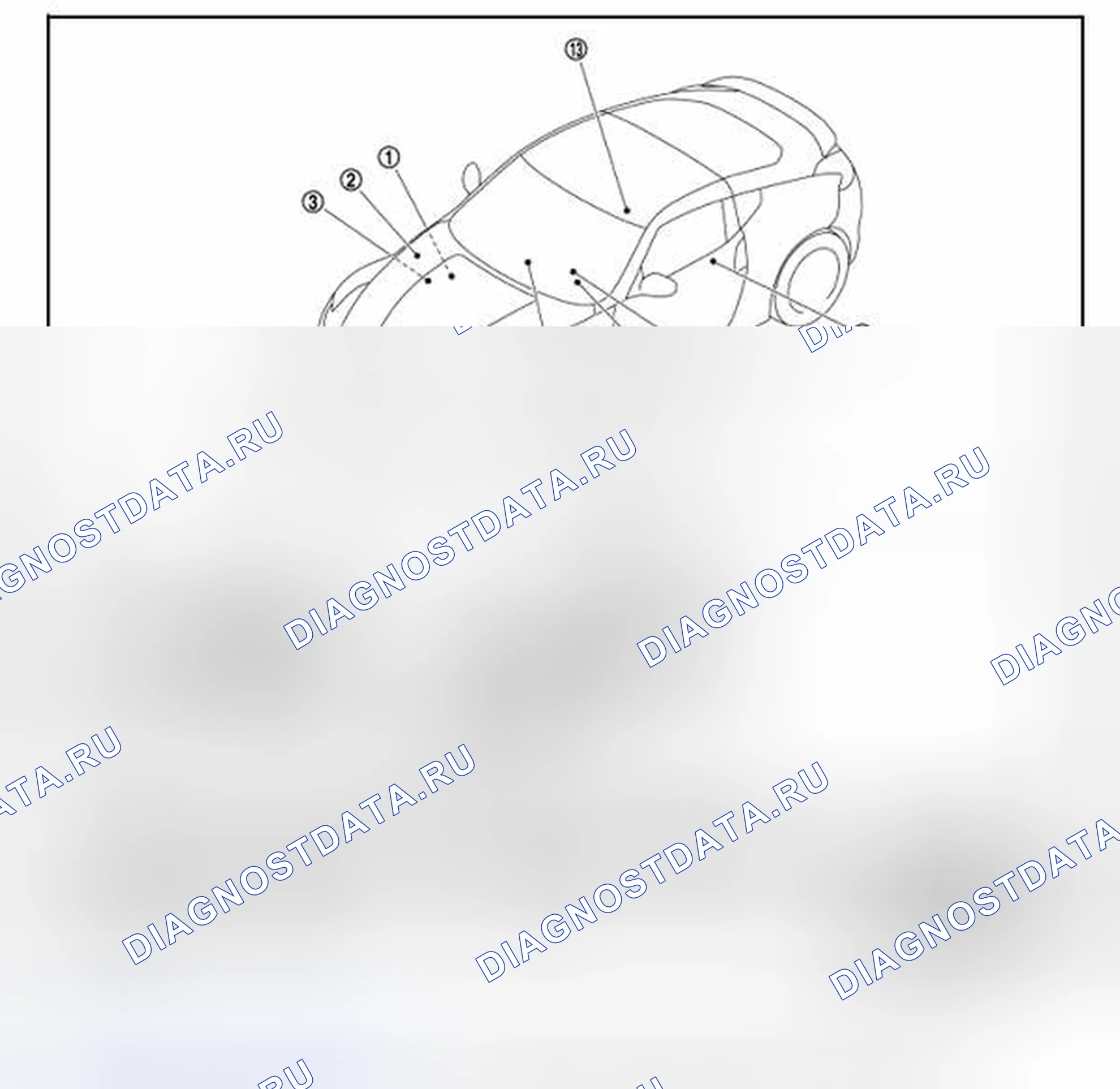 Рис. 25: ИНФОРМАЦИОННЫЙ ДИСПЛЕЙ: расположение компонентов. Nissan 370Z I рестайлинг