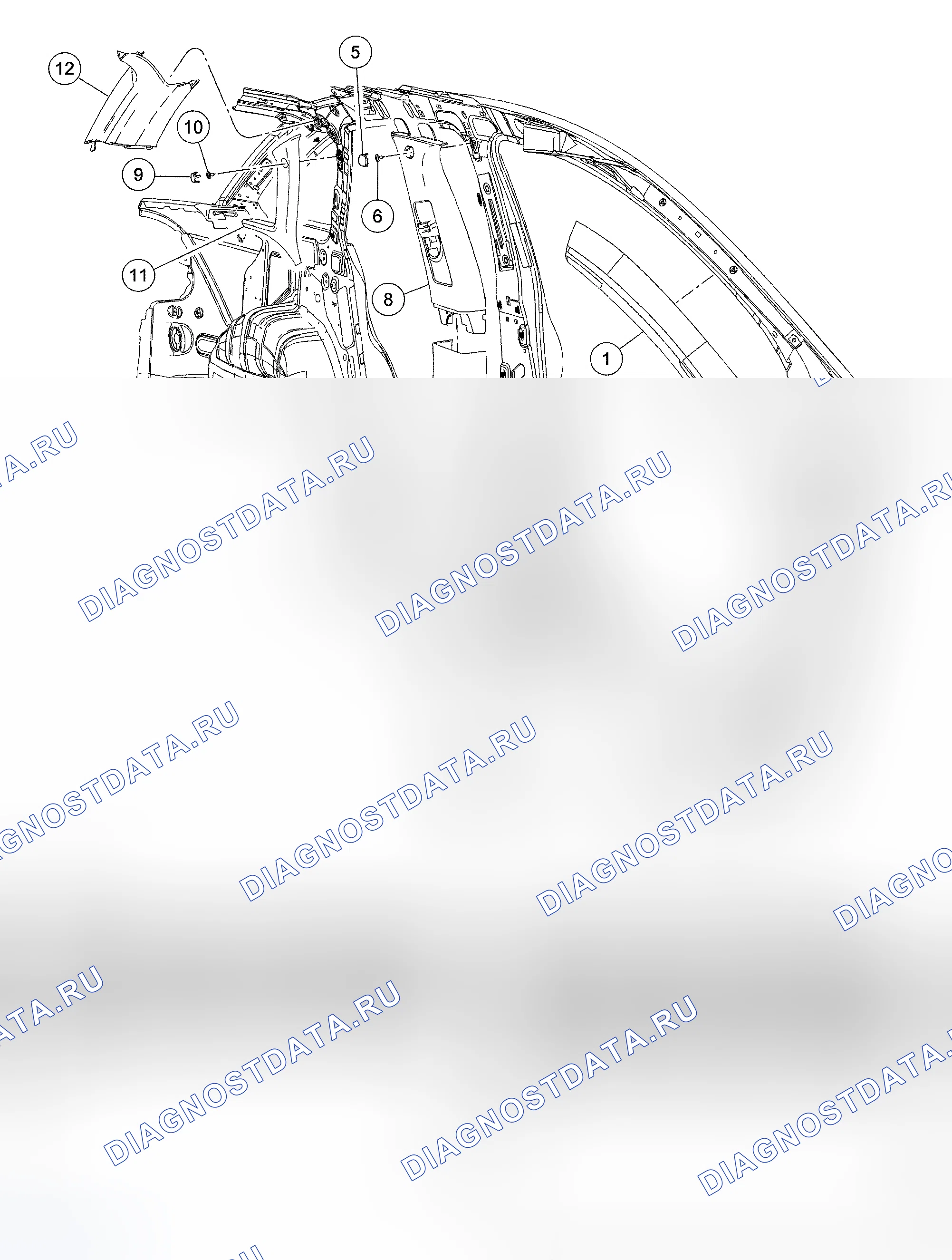 Рис. 15: Внутренняя отделка - покомпонентный вид. Ford Five Hundred I