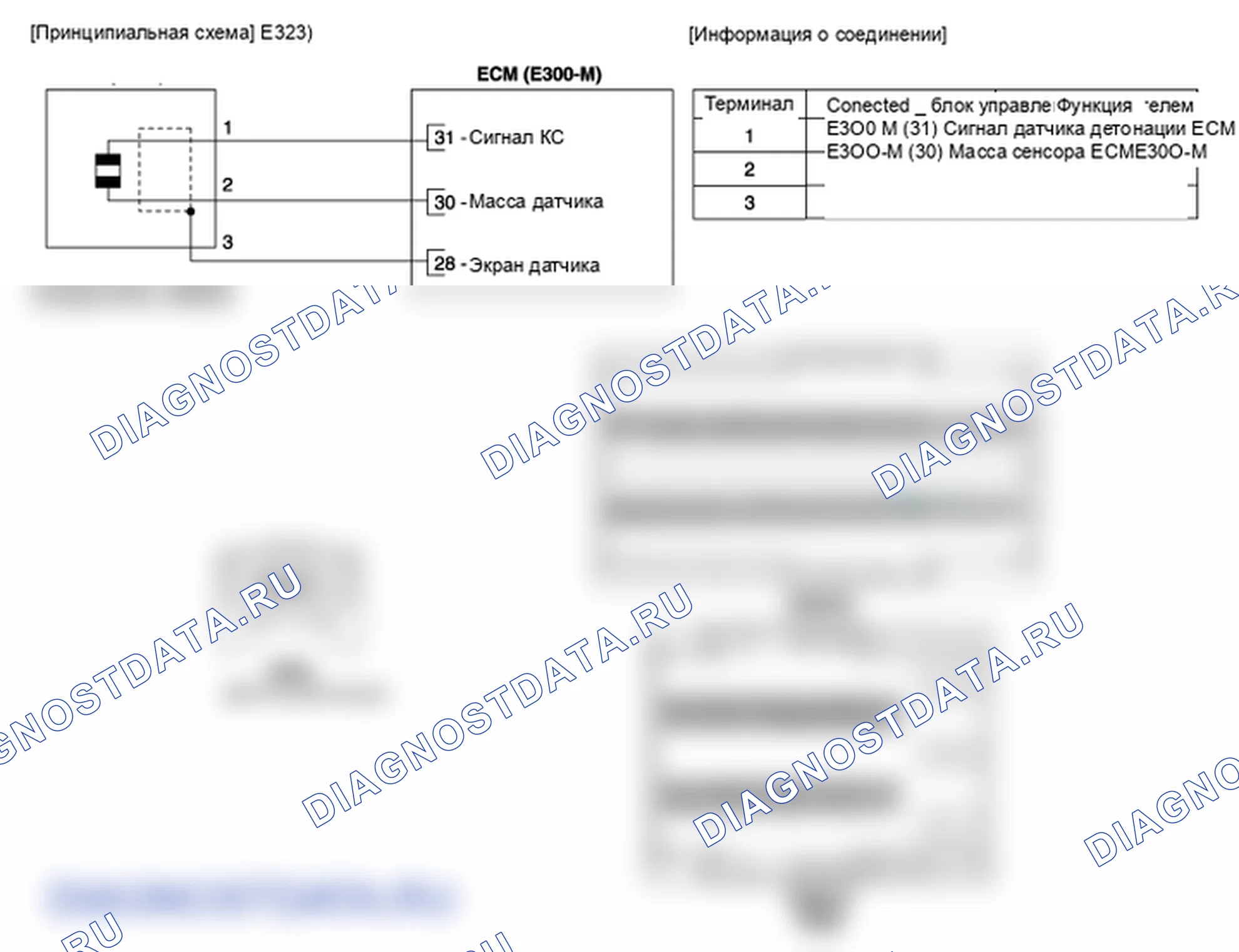 Фрагмент электросхемы: Датчик детонации. Hyundai GRAND i10/Xcent BA