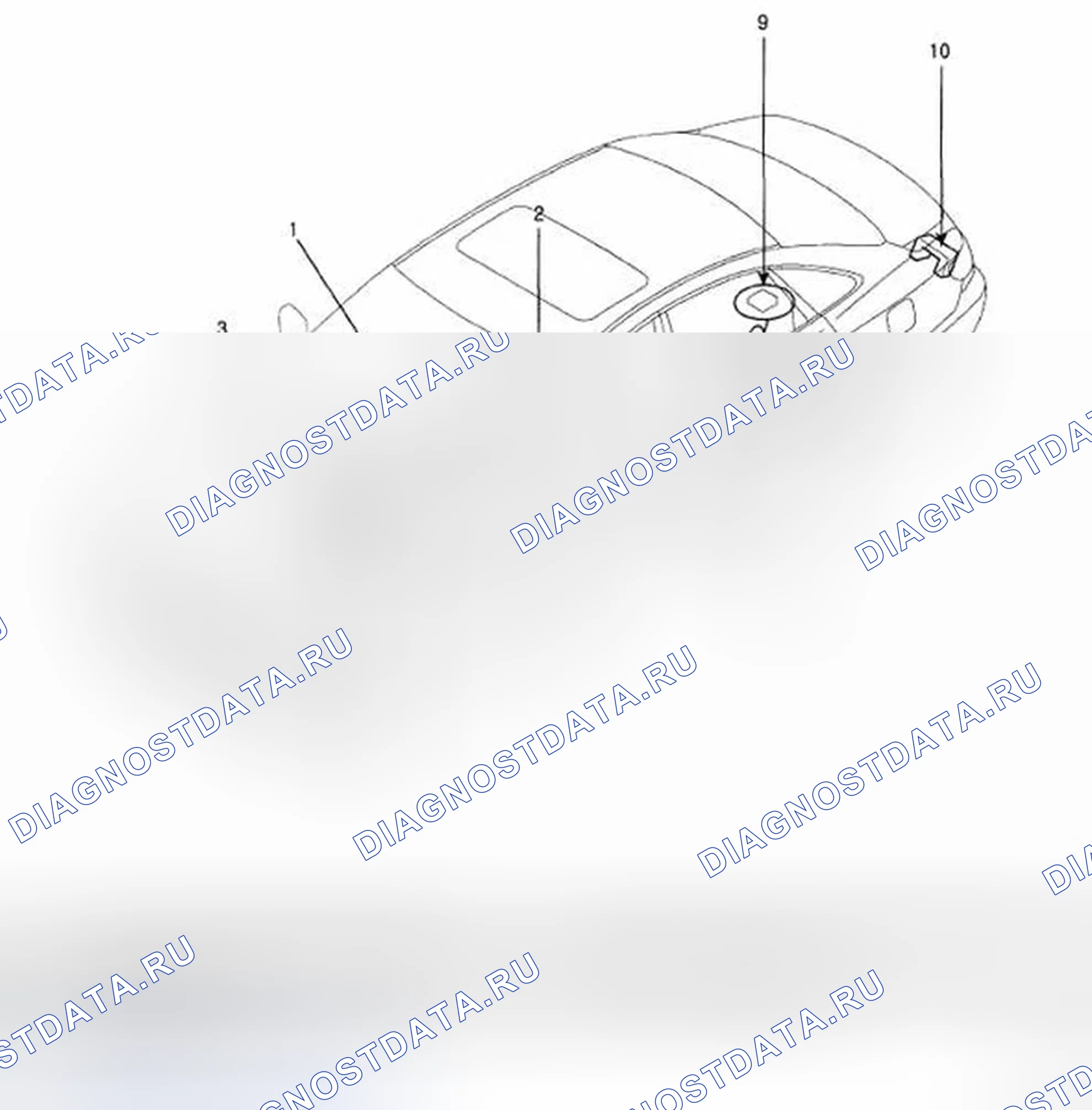 Рис. 1: РАСПОЛОЖЕНИЕ КОМПОНЕНТОВ. Hyundai Azera I