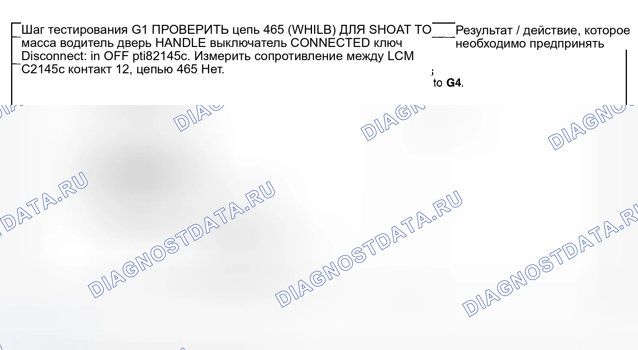 Рис. 15: диагностический тест G: расшифровка кода ошибки B1445 Или B1442: отказ переключателя дверной ручки. Mercury Grand Marquis IV