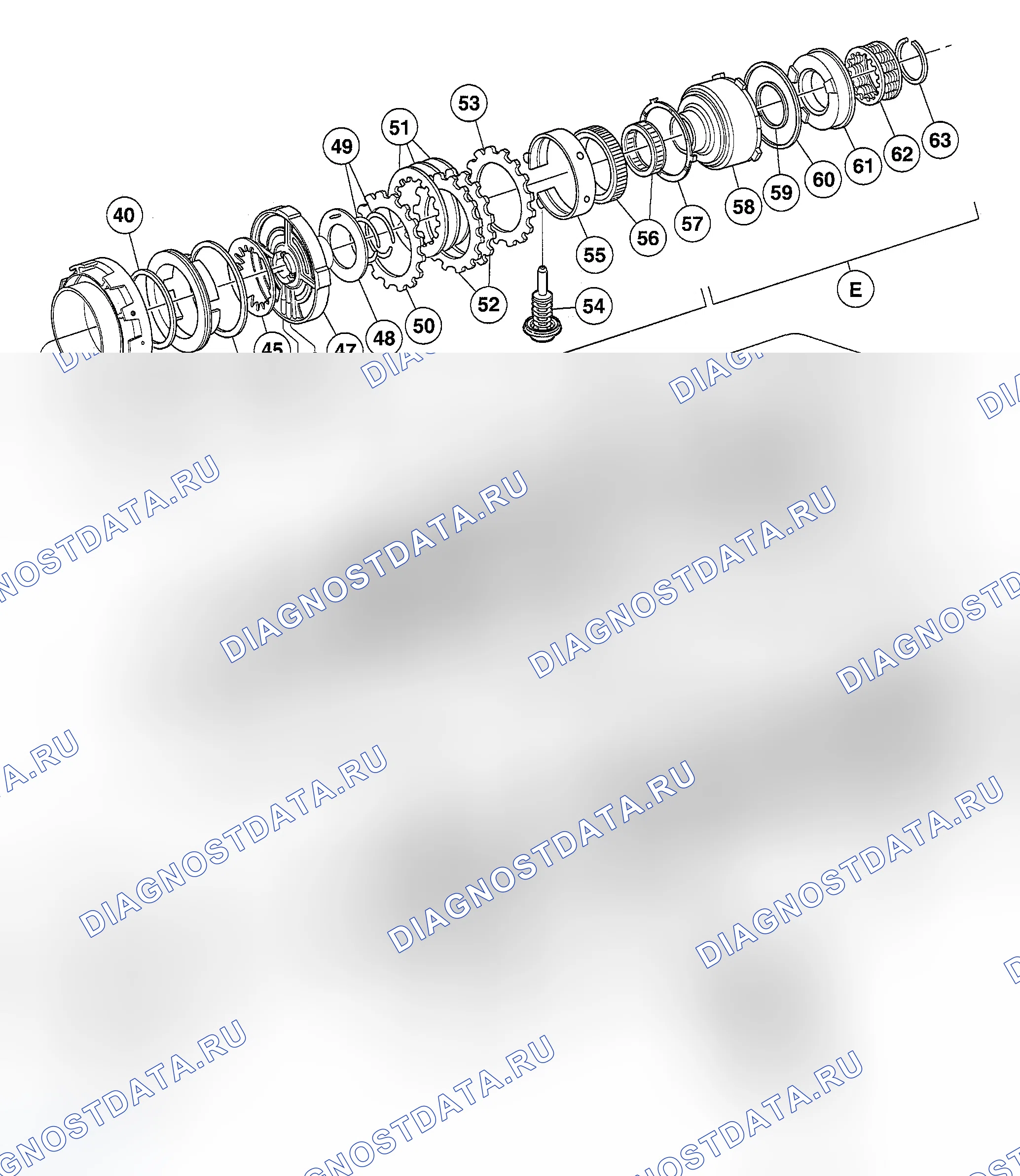 Рис. 662: Коробка передач, вид в разобранном виде. Ford Pickup F150 