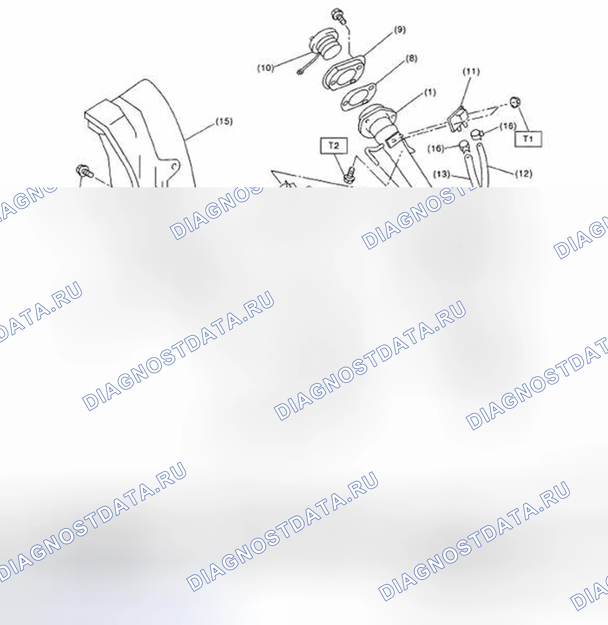 Рис. 401: Идентификация компонентов топливозаправочной трубы. Subaru Impreza GD/GC/GG рестайлинг 2