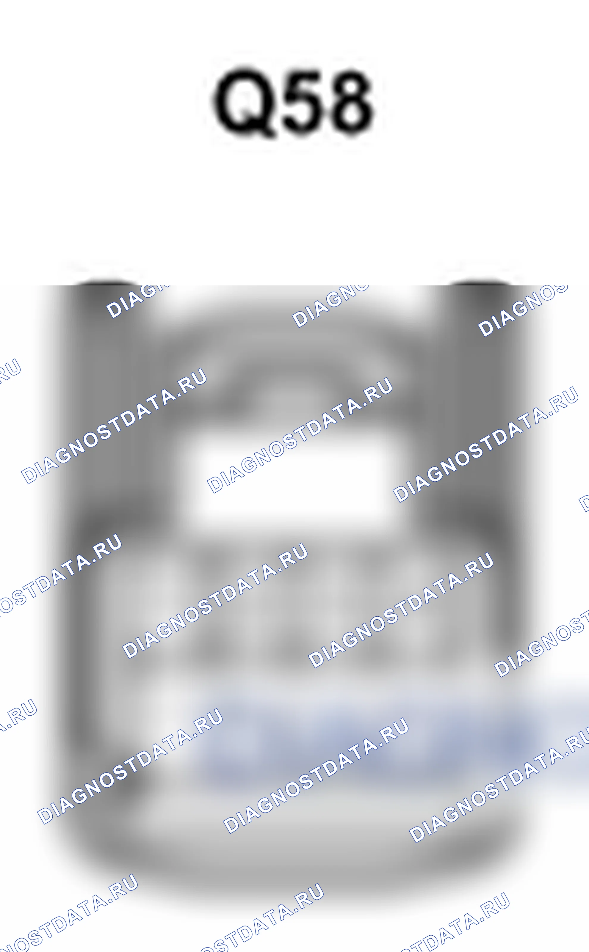 Рис. 468: Вид с торца разъема ECU управления ремнем безопасности (Q58). Lexus IS F I