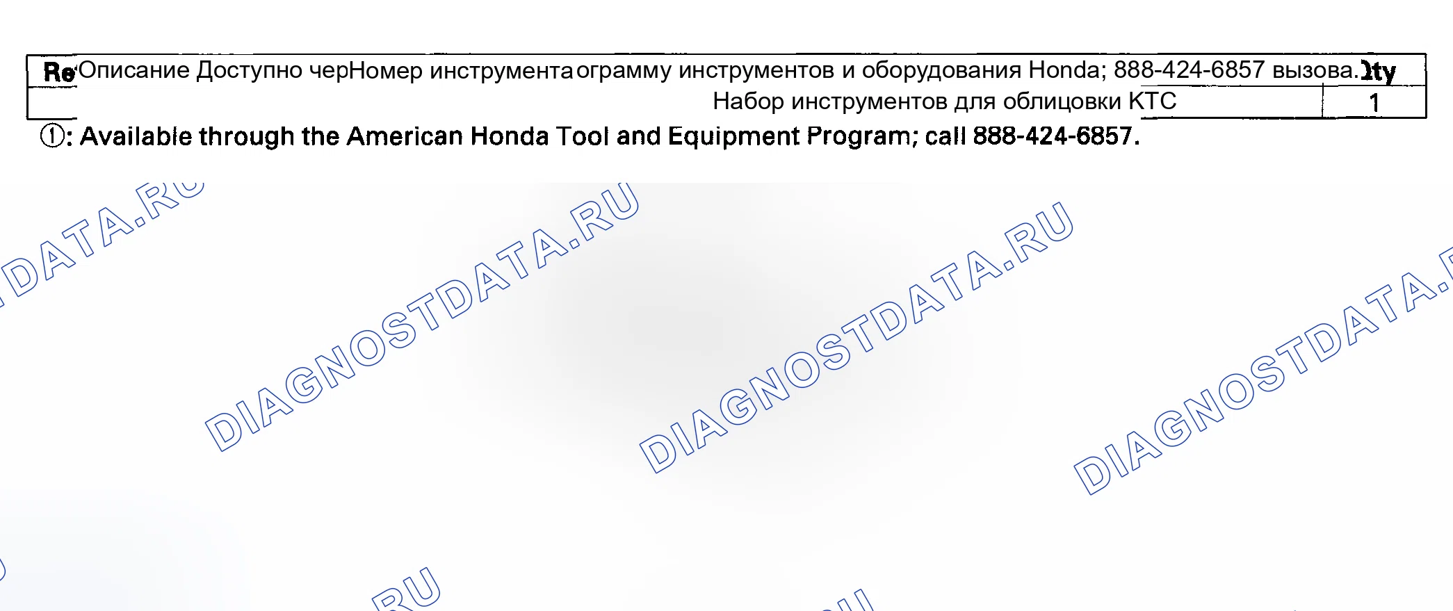 Рис. 1: Специальные инструменты. Acura RSX I