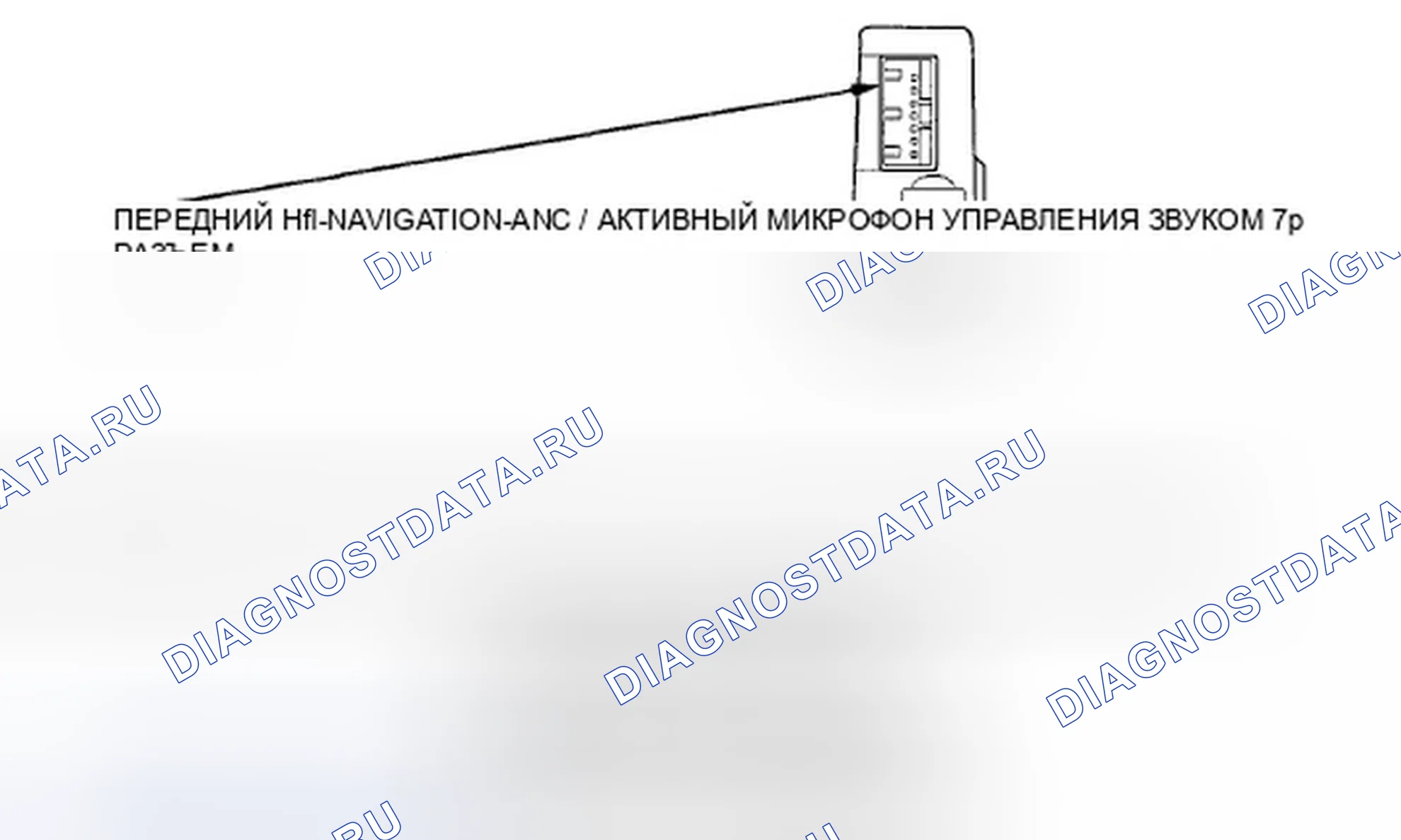 Рис. 510: Передний разъем микрофона 7p Hfl-Navigation-ANC / активно Sound управление. Honda Crosstour I