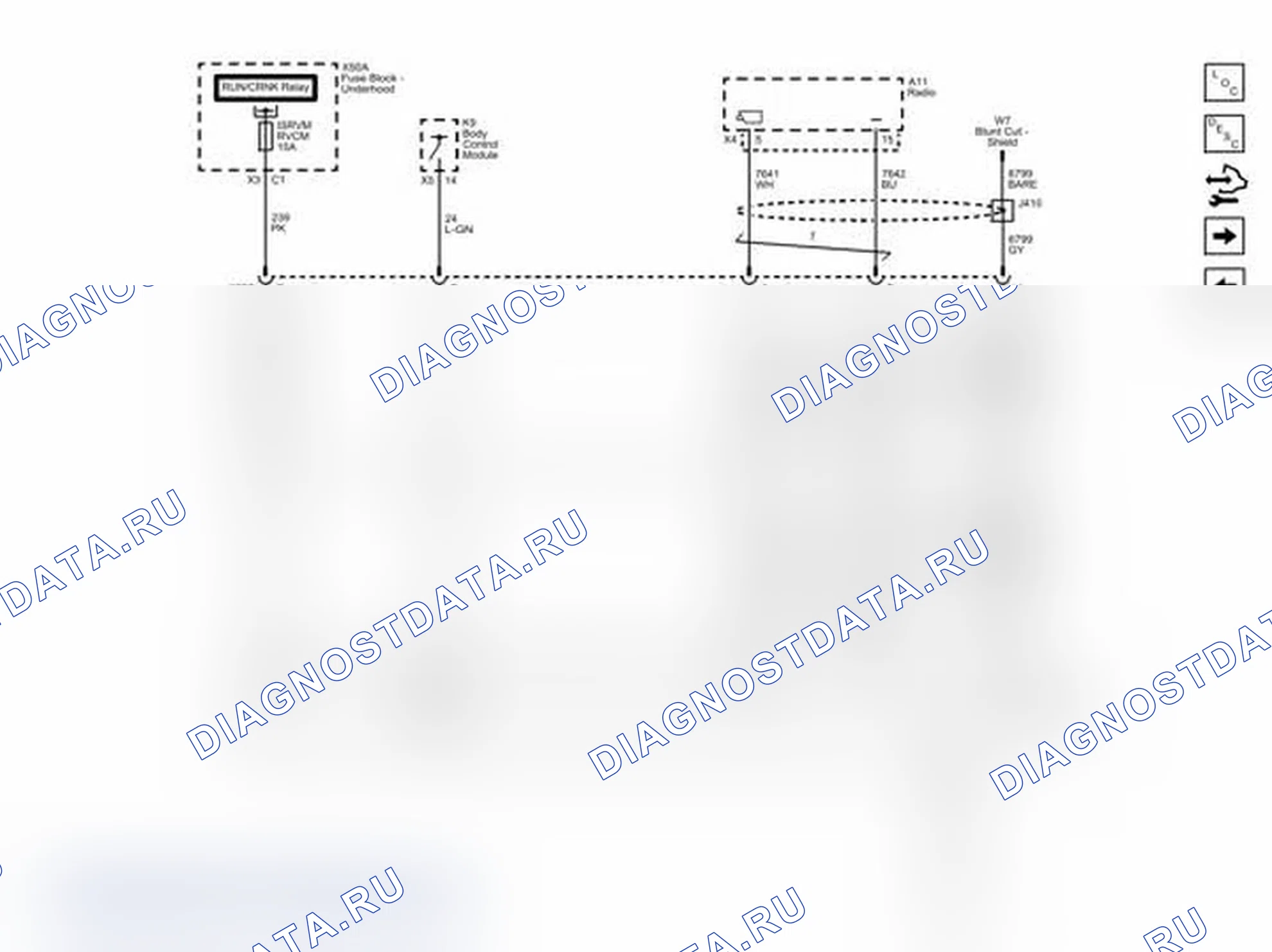 Рис. 1: Схема подключения камеры заднего обзора (без UYS). Chevrolet Express G1500 