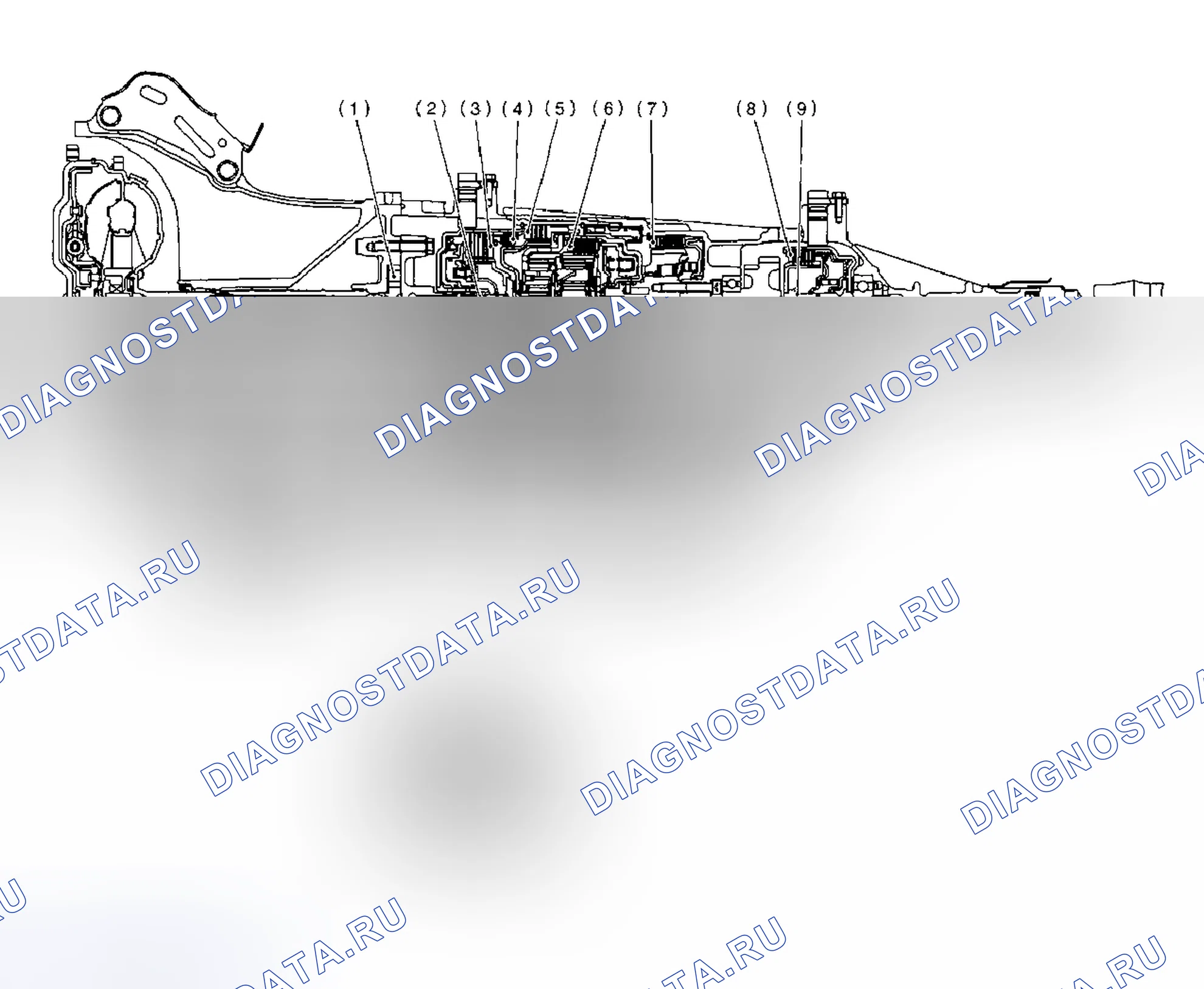 Рис. 33: Идентификация регулируемых деталей трансмиссии (1 из 3). Honda X-NV I