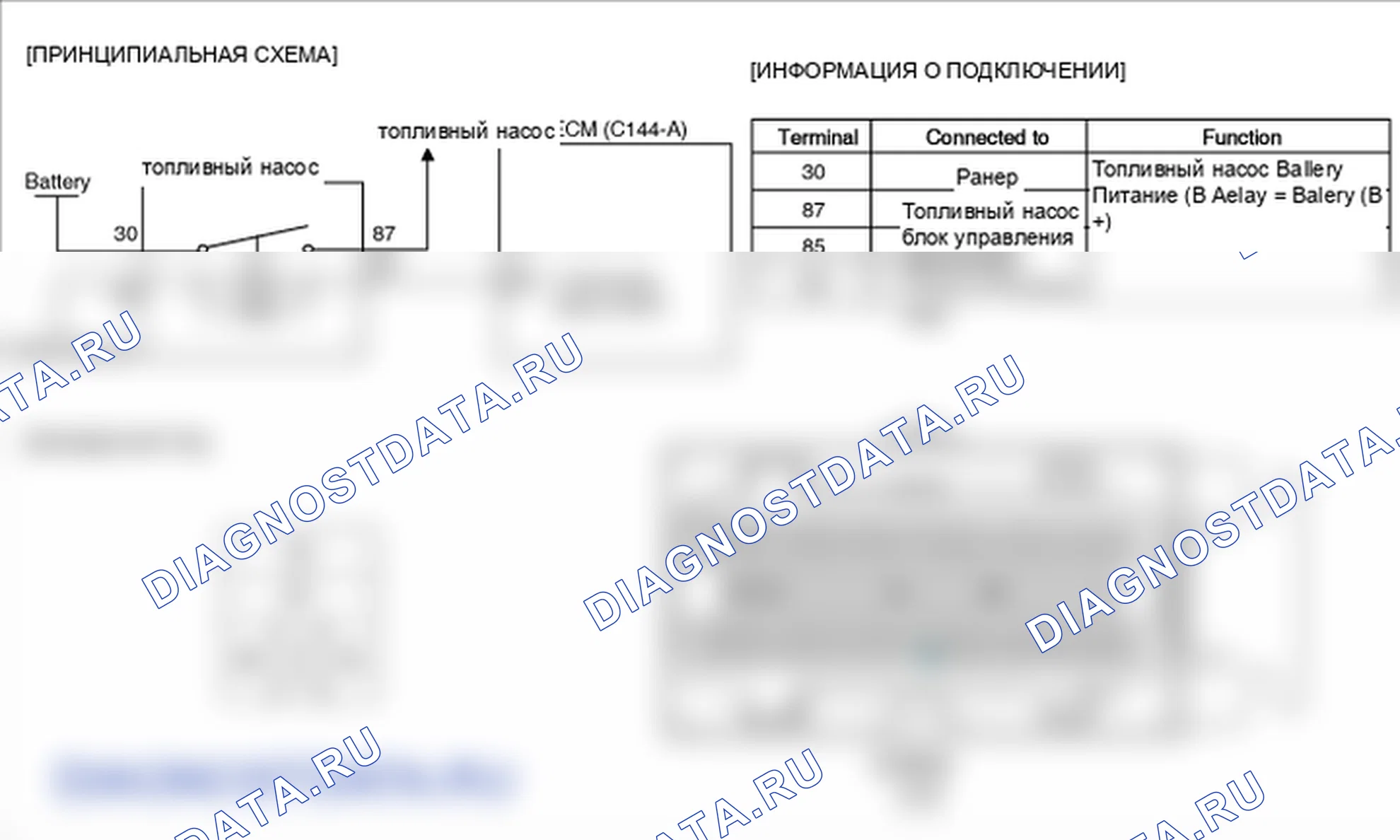 Фрагмент электросхемы: P0230. Kia Sorento BL