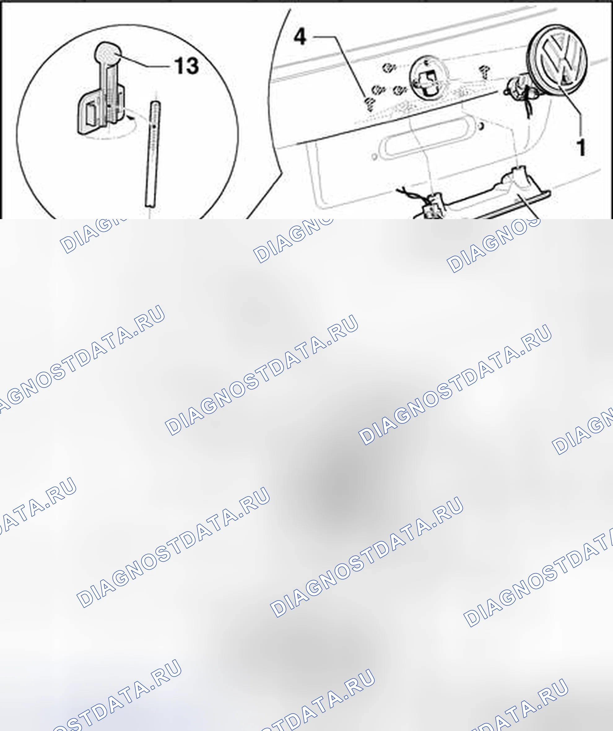 Рис. 58: Замок задней крышки, снятие и установка. Volkswagen Jetta IV