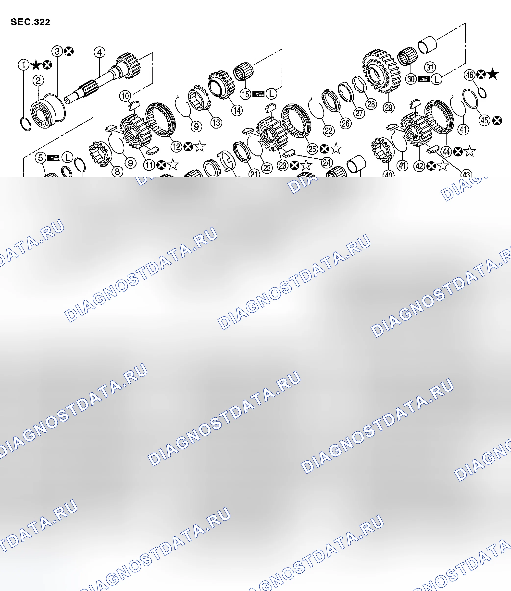 Рис. 38: КОМПОНЕНТЫ ЗУБЧАТОЙ ПЕРЕДАЧИ. Infiniti G35 III