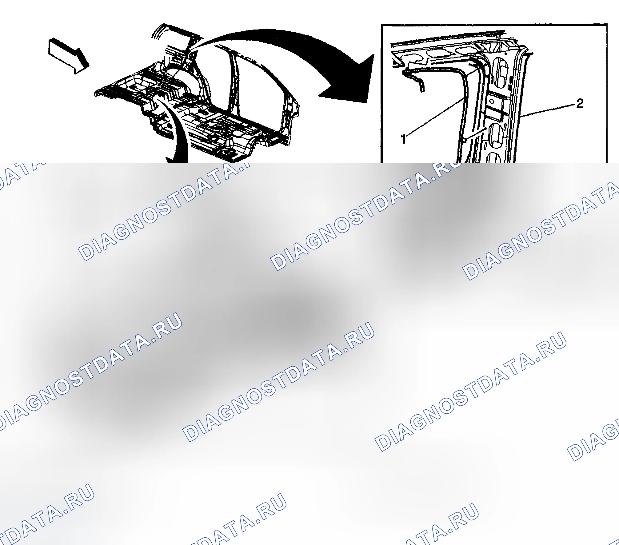 Рис. 122: Задний пол и стойка С. Chevrolet TrailBlazer I