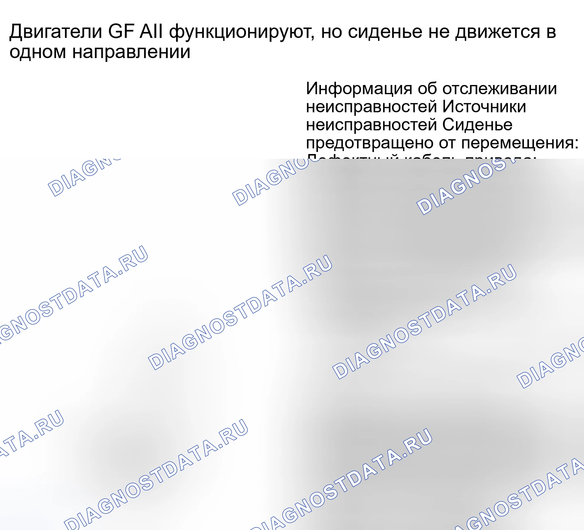 Рис. 17: ТЕСТ GF: ВСЕ ДВИГАТЕЛИ ФУНКЦИОНИРУЮТ - СИДЕНЬЕ НЕ ПЕРЕМЕЩАЕТСЯ В ОДНОМ НАПРАВЛЕНИИ. Volvo 940 I