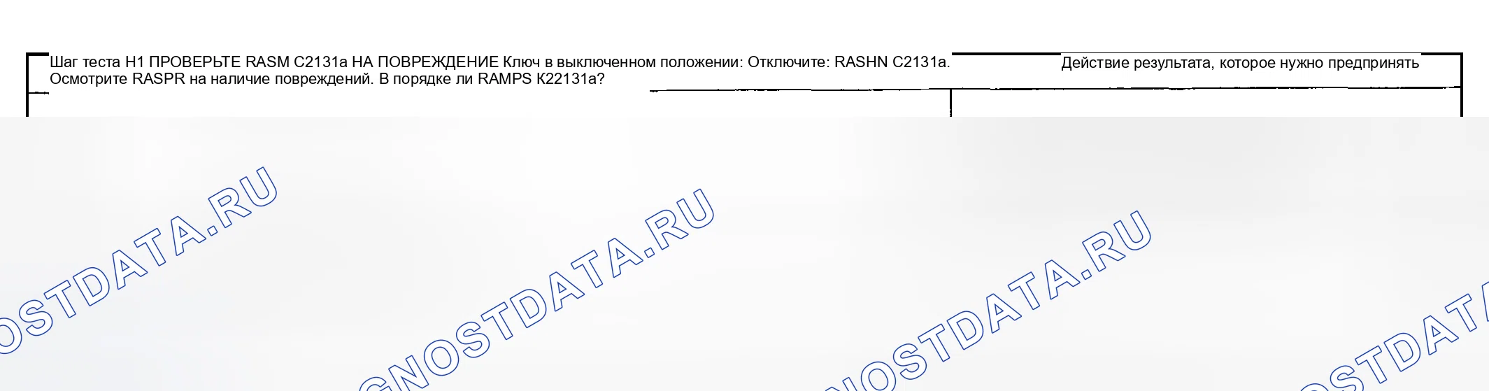 Рис. 21: диагностический тест H: модуль задней пневматической подвески (RASM) не реагирует на диагностический инструмент. Mazda Flair II