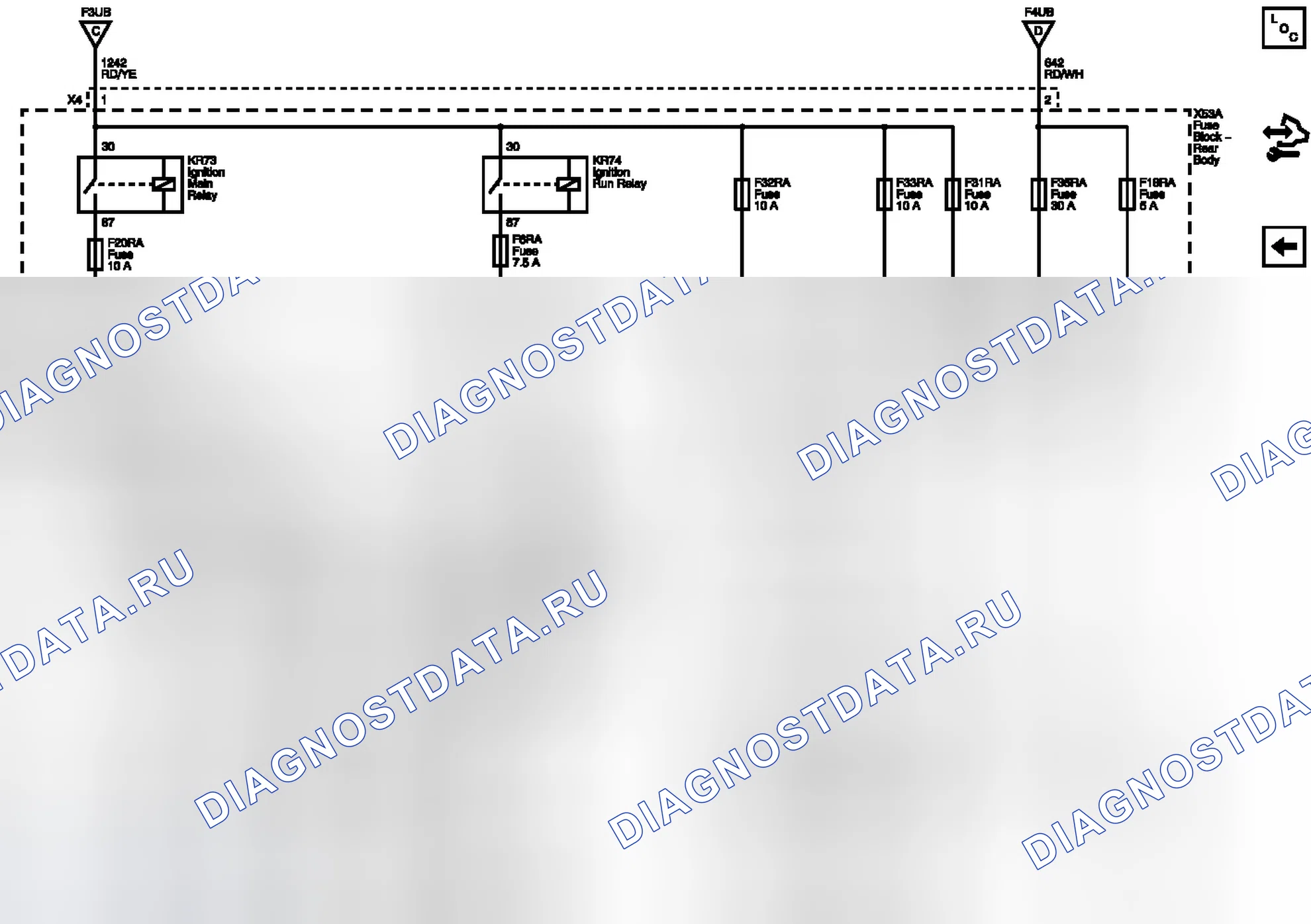 Рис. 33: F6RA, F18RA, F20RA, F31RA, F32RA, F33RA и плавкие предохранители F35RA. Buick LaCrosse II