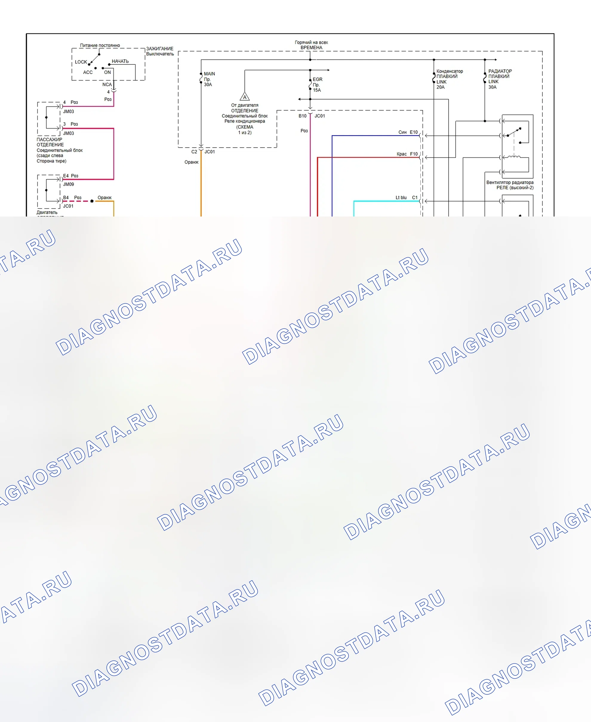 Рис. 9: Ручная схема подключения системы A / C-отопитель (Sonata 2.4L - 2 из 2). Hyundai Elantra II рестайлинг
