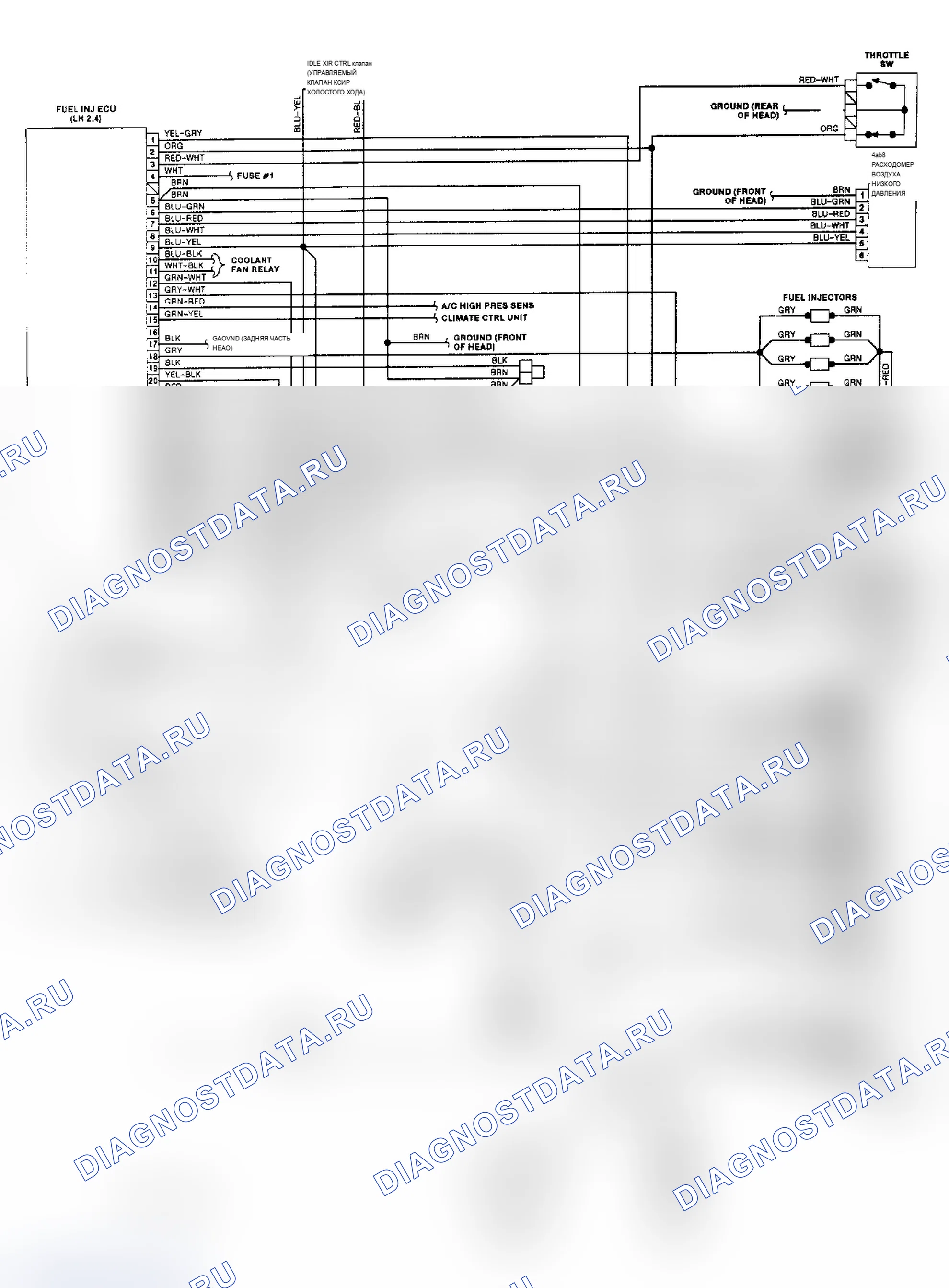 Рис. 3: электросхема (740 2.3L и 940 2.3L - левый Jetronic 2.4). Volvo 960 I
