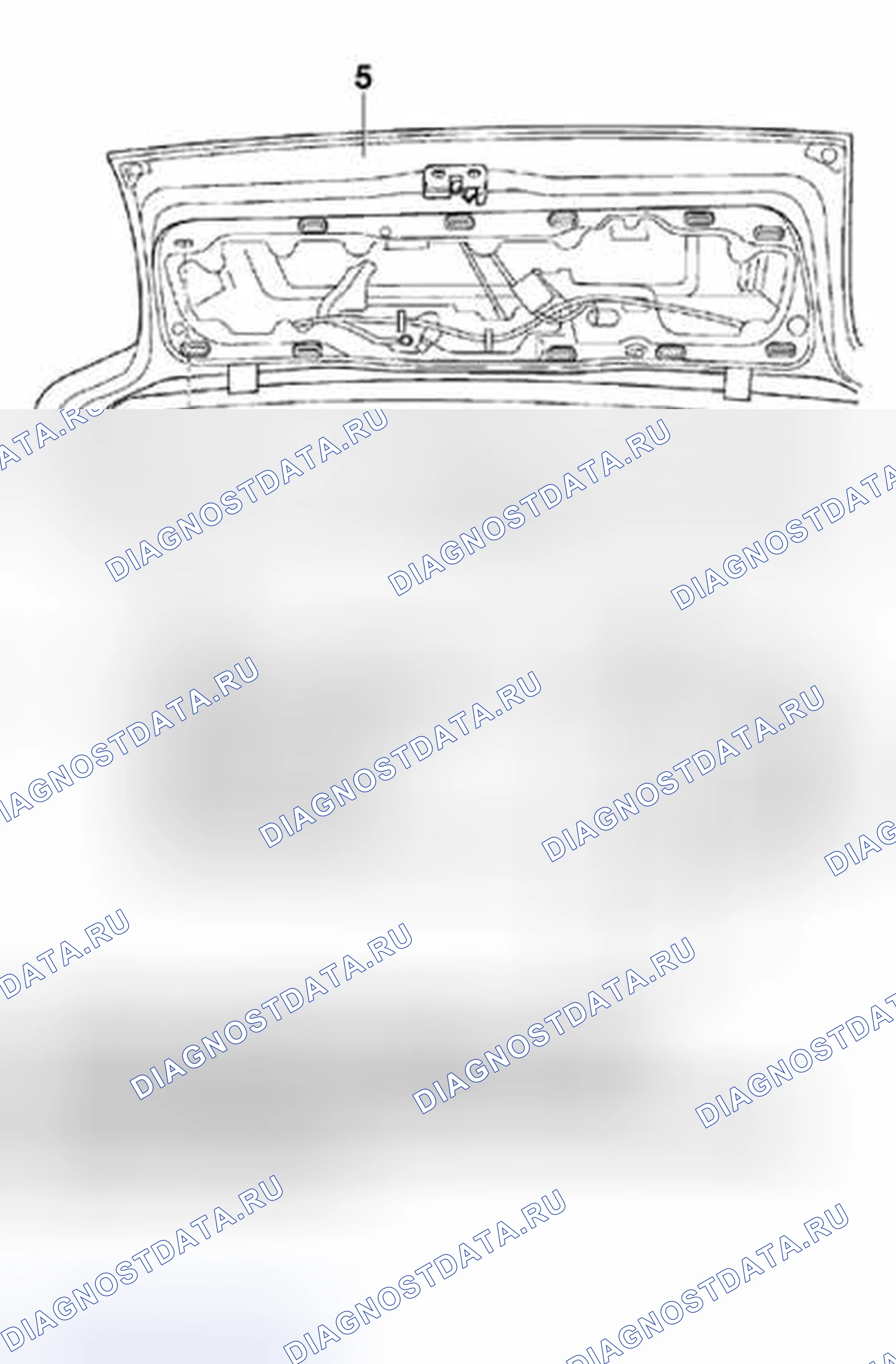 Рис. 40: Идентификация компонентов отделки задней крышки (гольф, GTI). Volkswagen Golf Mk3
