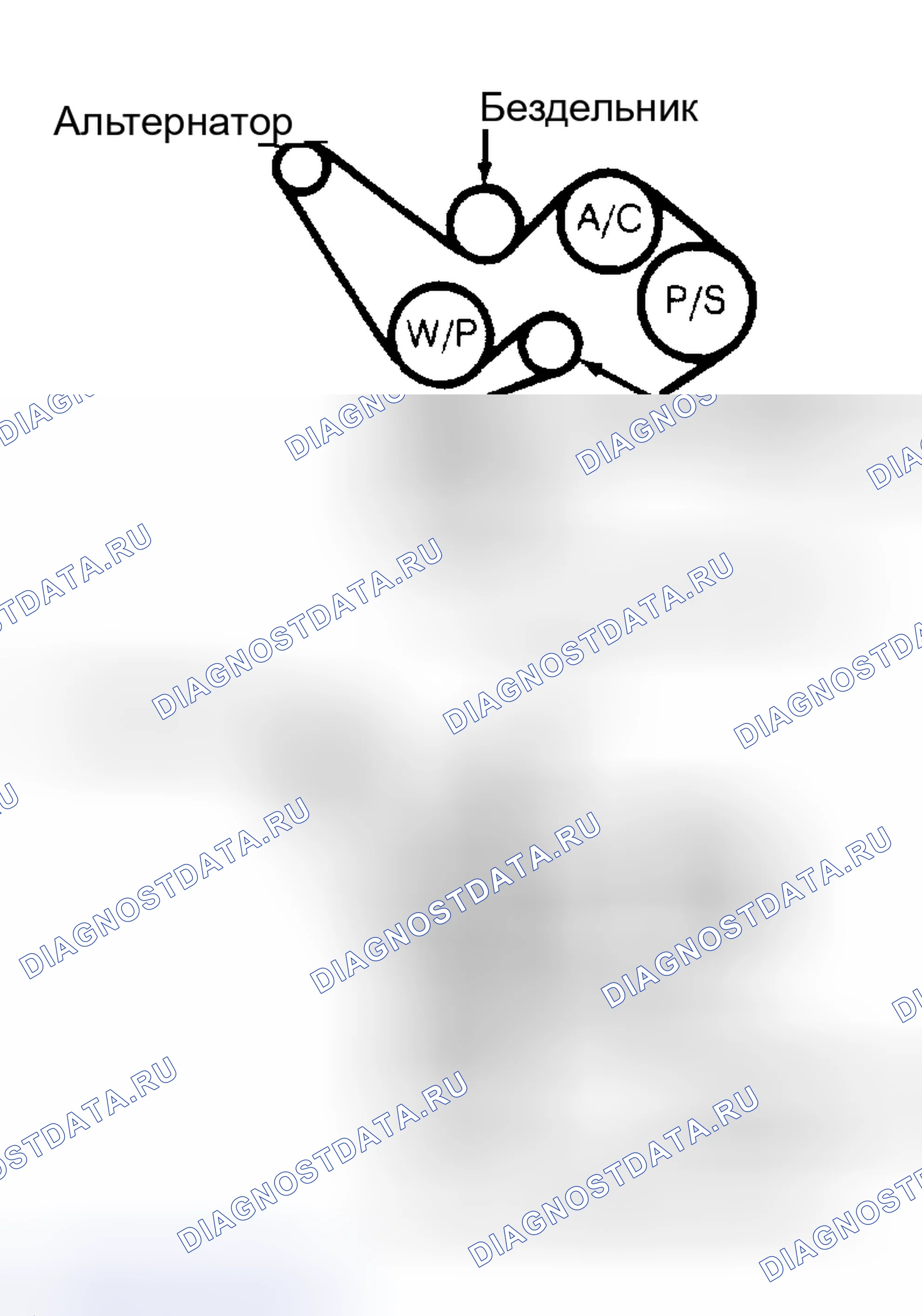 Рис. 2: Прокладка приводного ремня (3.0L - Ranger). Hyundai Santa Cruz I