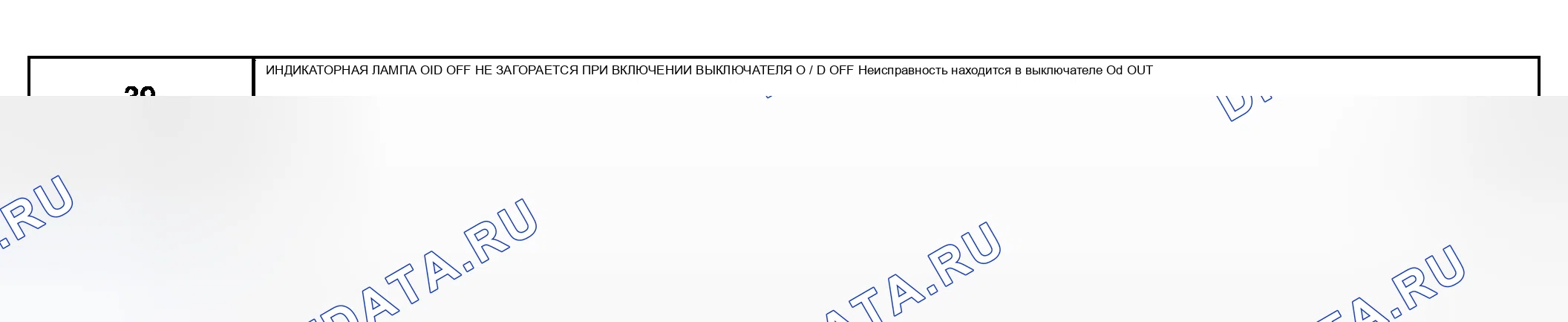 Рис. 314: КОНТРОЛЬНАЯ ТОЧКА 39: ИНДИКАТОР O / D OFF НЕ ЗАГОРАЕТСЯ ПРИ ВКЛЮЧЕНИИ ВЫКЛЮЧАТЕЛЯ О / Д. Mazda Tribute I
