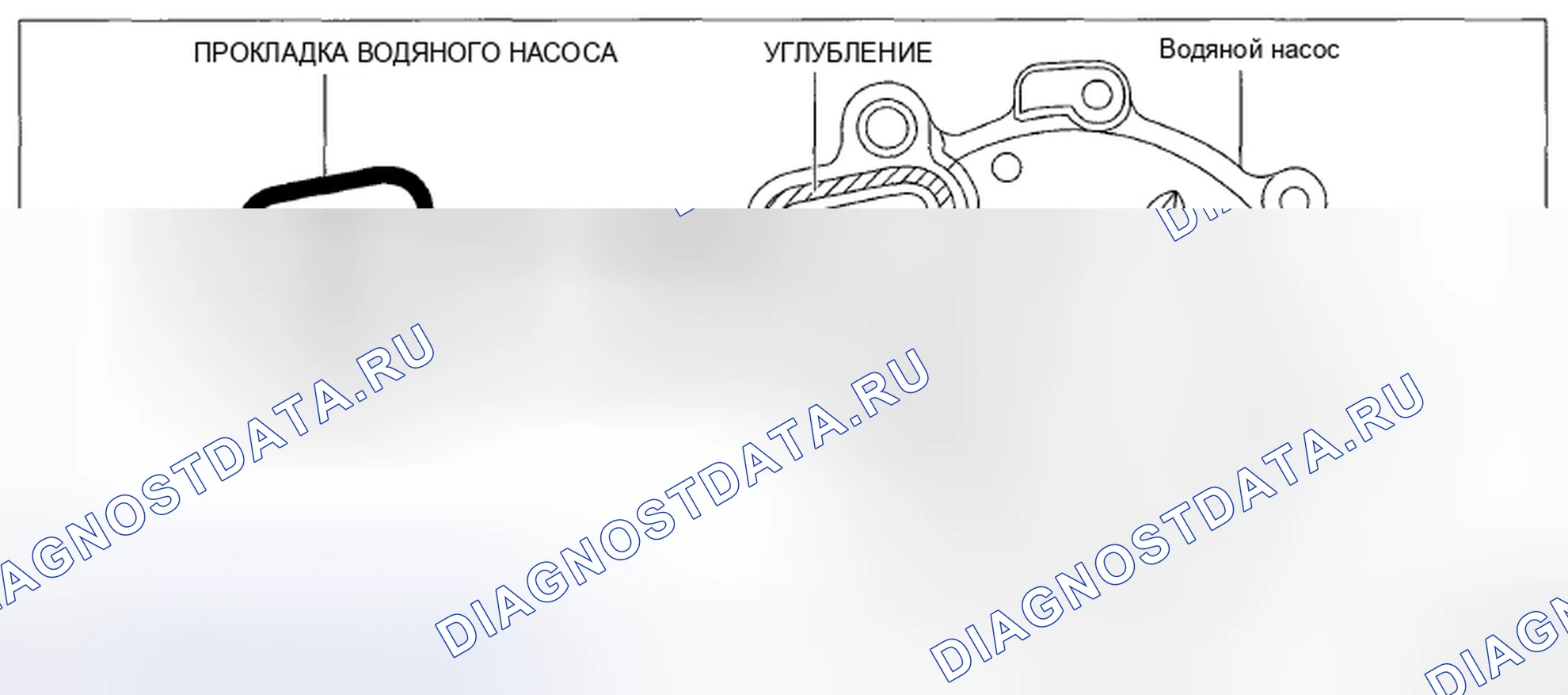 Рис. 24: Вставка новой прокладки водяного насоса в канавку водяного насоса. Mazda CX-5 I